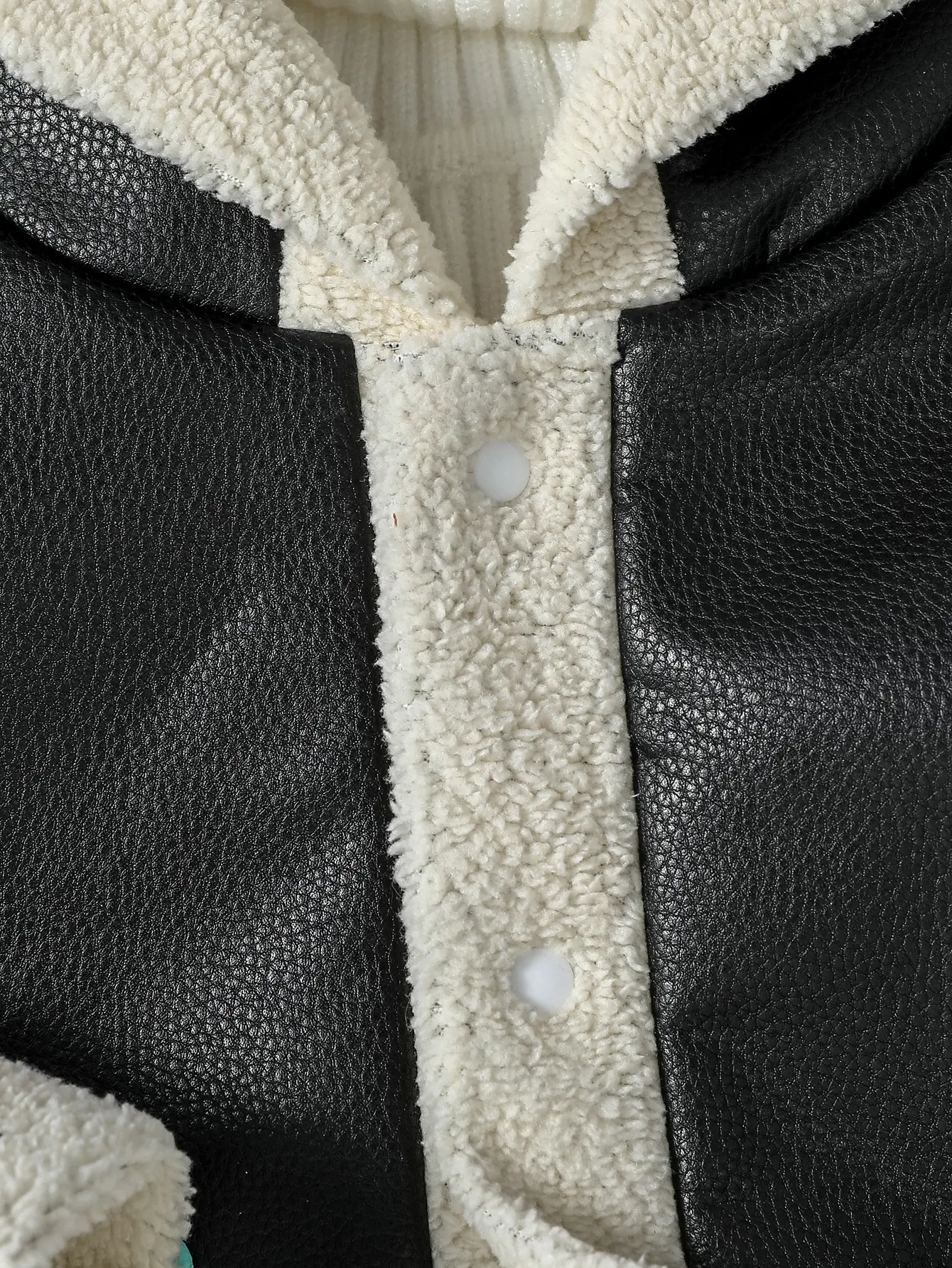 Baby Boys Winter 2024 New Style Open Stitch Hoodie Leather Jacket Plush With Pocket  For 9M-4Y Kids Outdoor Wear