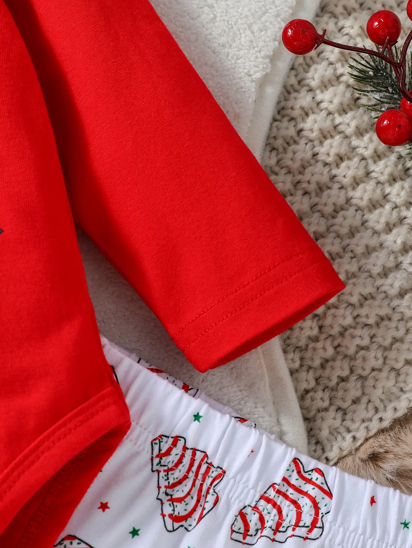 4pcs baby  autumn Long Sleeve Cotton (0-18M) Red unisex  leisure christmas Trees For Christmas Pantsuit Clothing Set+Hat+Headba