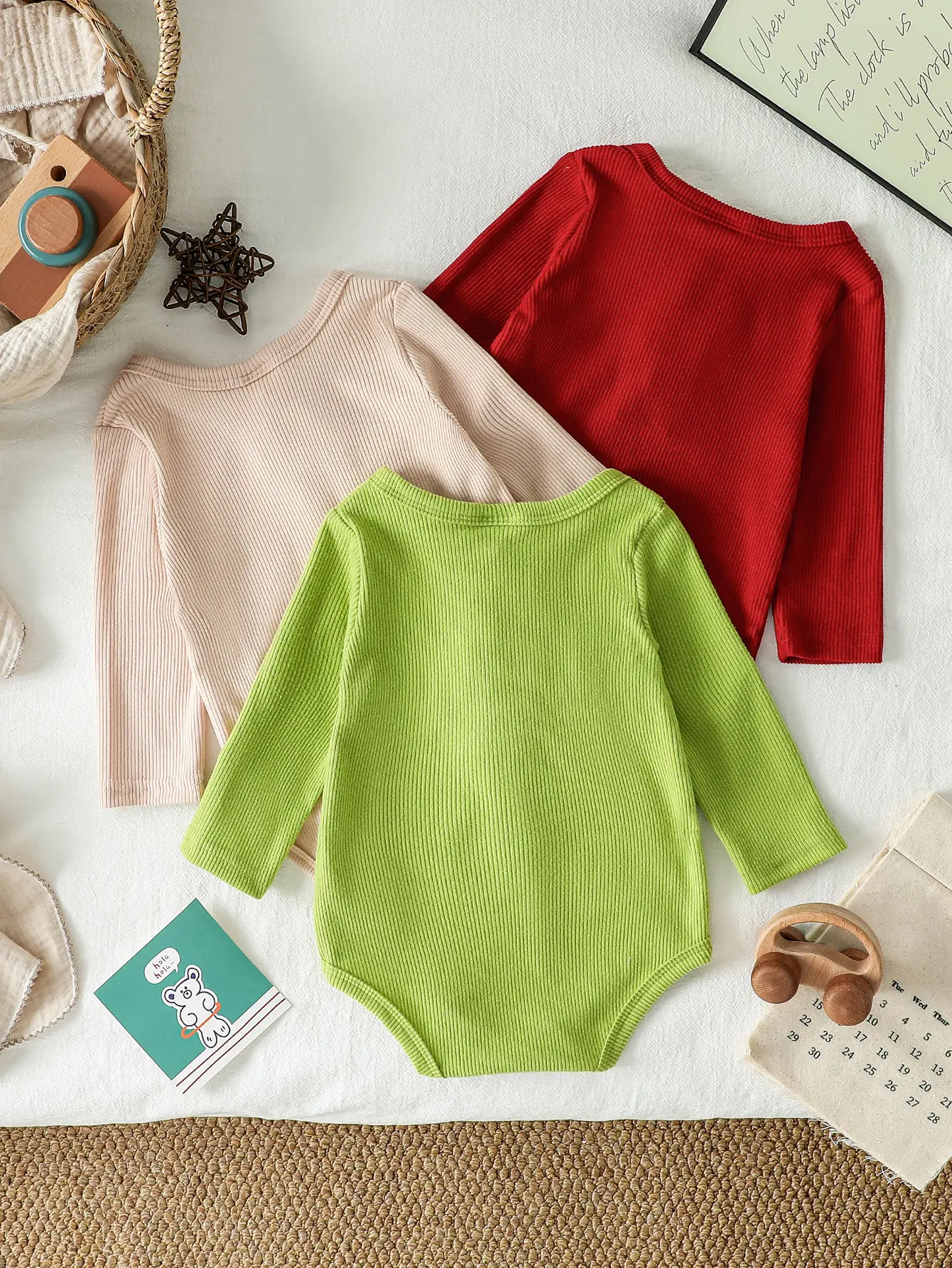 3Pieces Clothes Newborn Long Sleeve Bodysuit Baby Boys /girls Clothes 0-12M Autumn  Jumpsuits Spring Cartoon Solid Clothes
