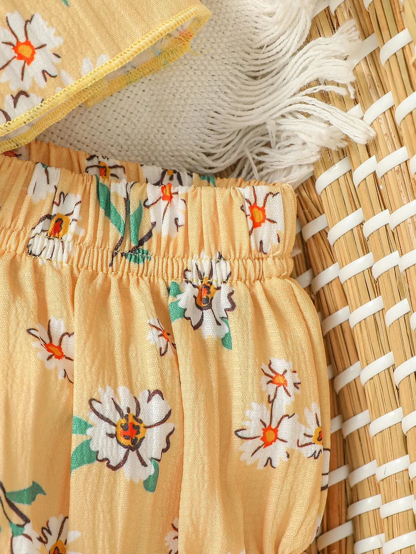 Baby Girls Cute  Autumn Chrysanthemum printed sleeveless summer leisure two-piece set