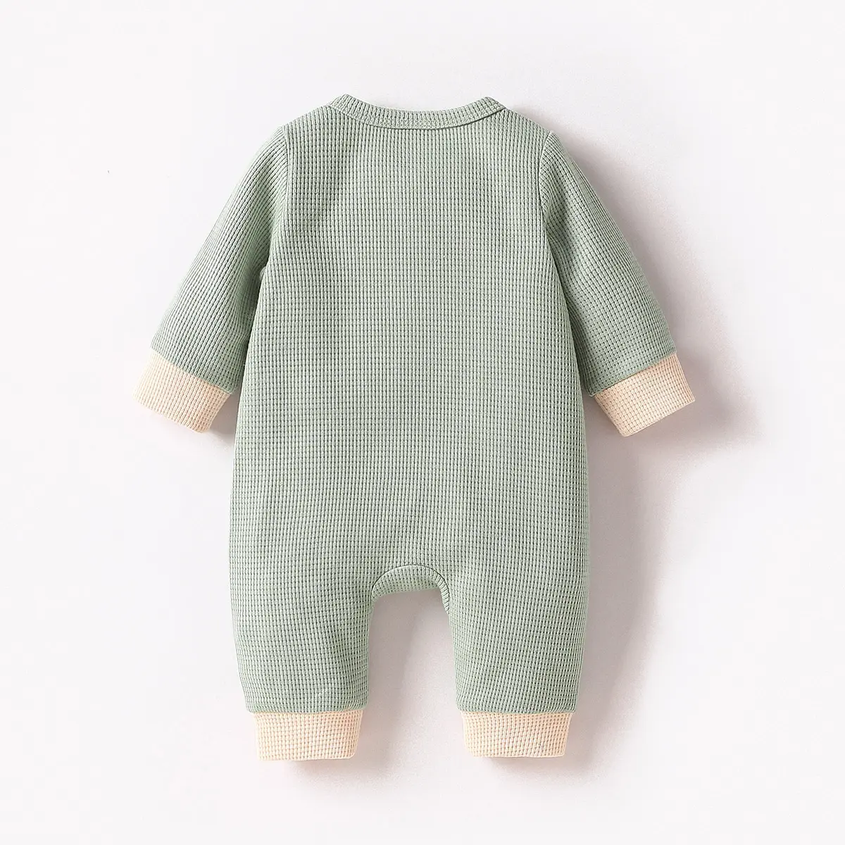 Baby Boys Fall Long Sleeve Solid Single Breasted Green Casual Daily Jumpsuit Newborn-6M