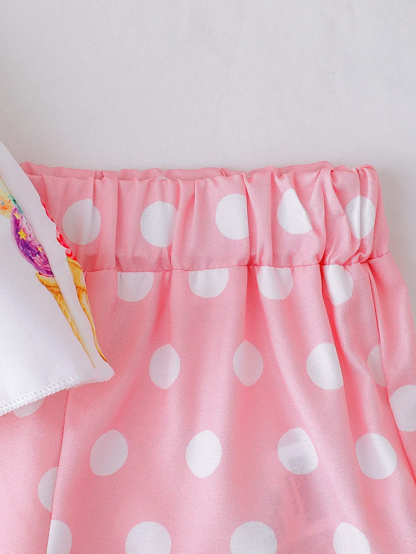 2025 Summer New Infant Girl’s Ice Cream Print Strap Top with Polka Dot Shorts, Casual Holiday Two-Piece Set
