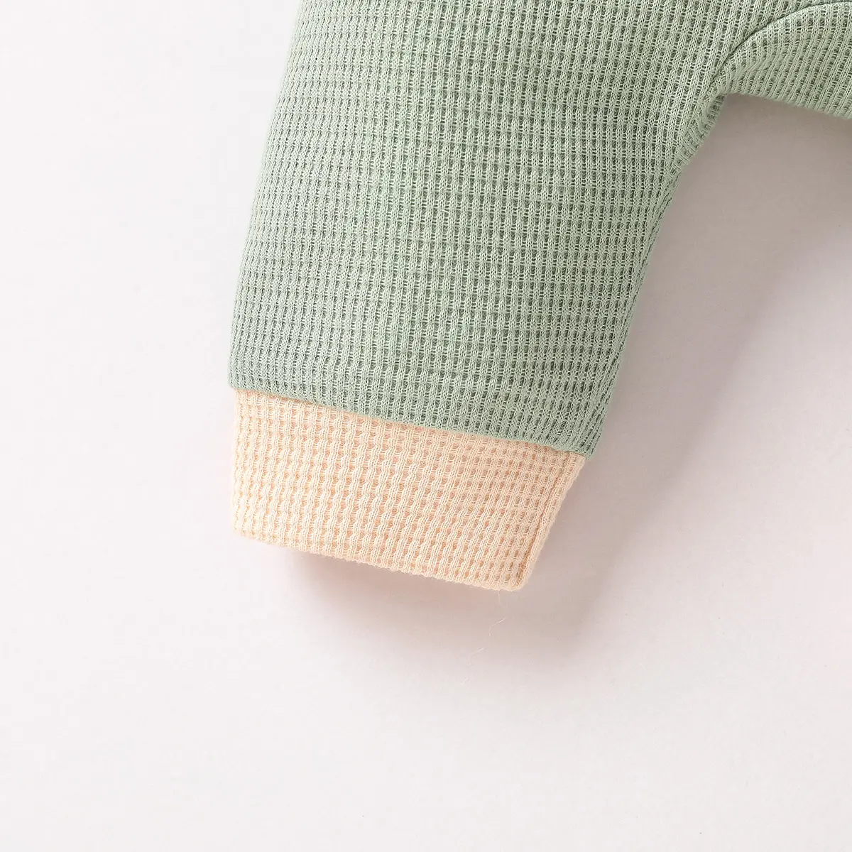 Baby Boys Fall Long Sleeve Solid Single Breasted Green Casual Daily Jumpsuit Newborn-6M