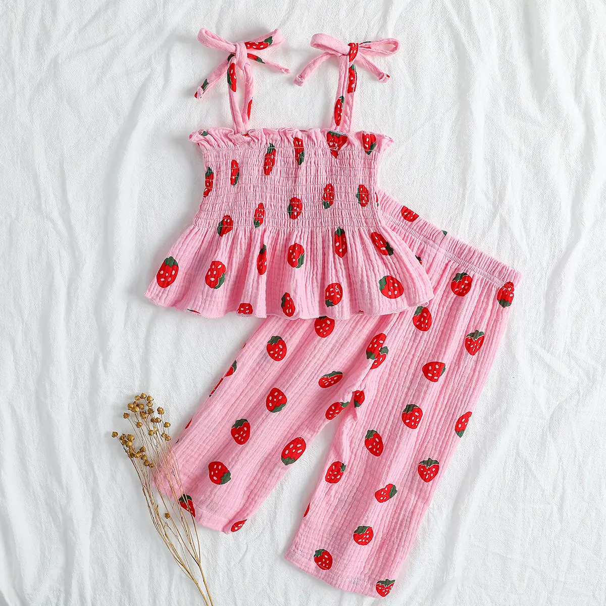 Children’s Summer Two-Piece Set for Girls: Tank Top and Long Pants for Infants and Toddlers in European and American Style