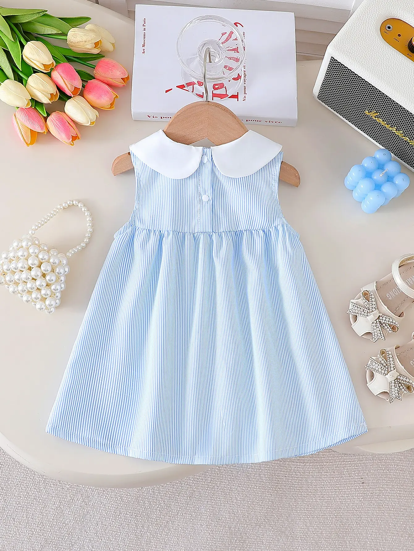 2025 Summer New Buttoned Sleeveless Solid Color Casual Dress