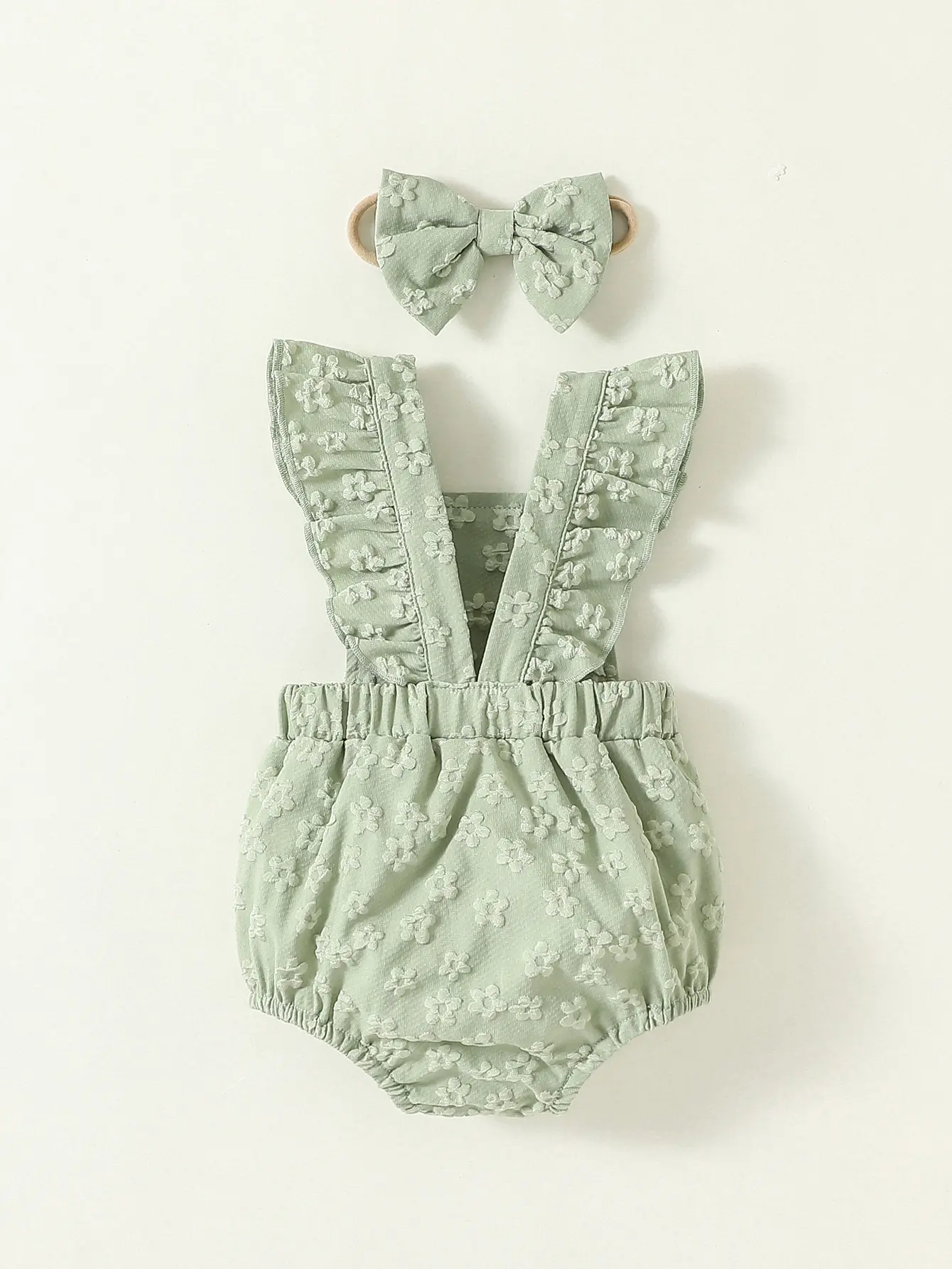 Baby Girls Summer Sleeveless Print Floral Cute Newborn-9M Triangle Jumpsuit For Outdoor Vacation Wear +Headband