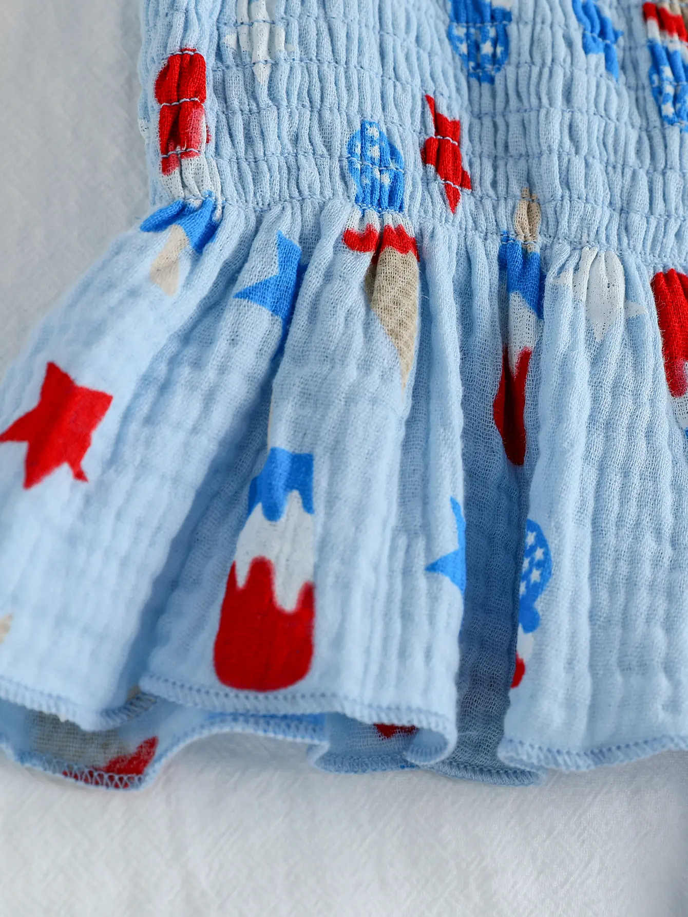2025 Summer European and American Style Ice Cream Print Girls’ Set: Children’s Bow Strap Tank Top and Pants