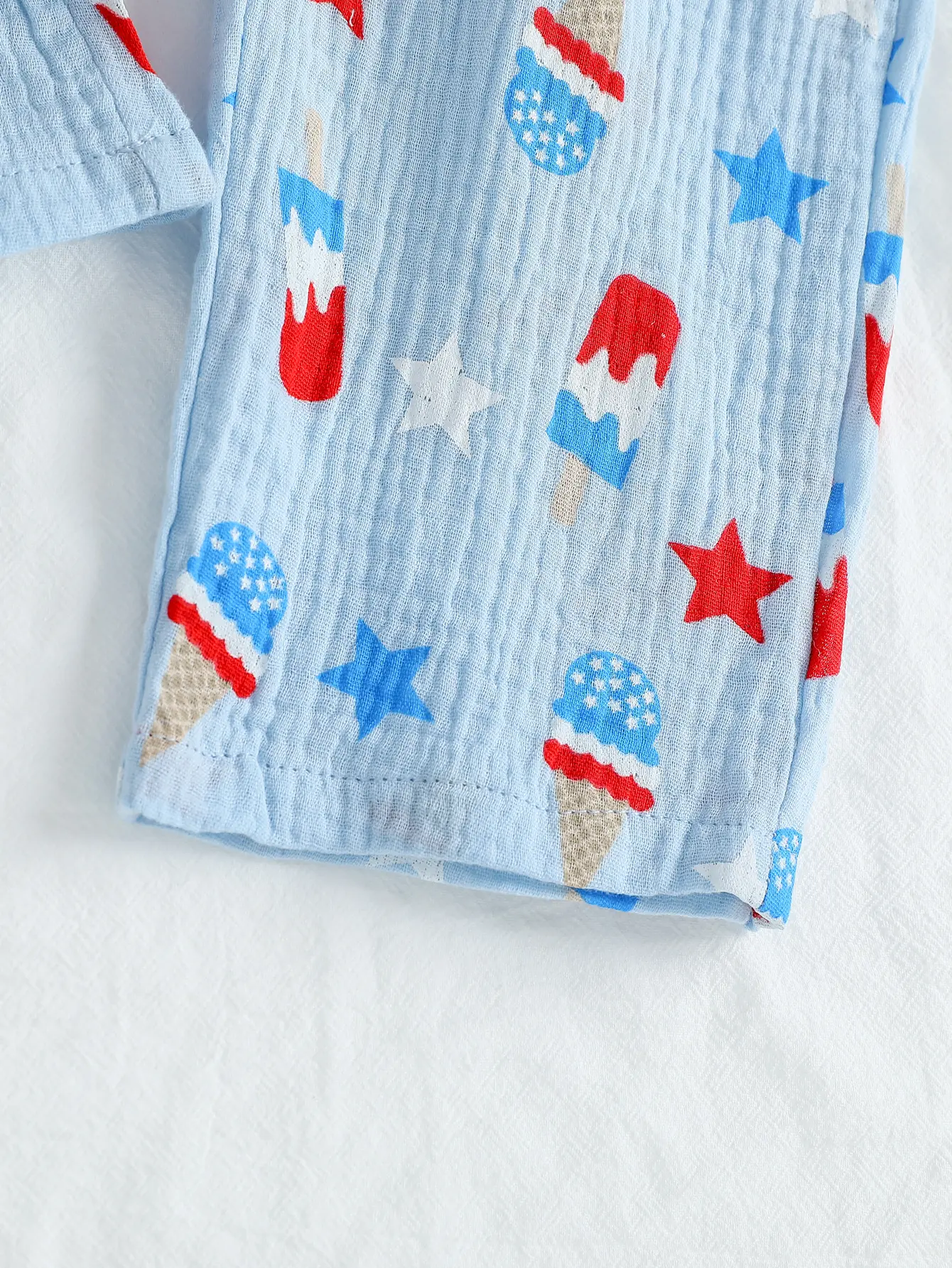 2025 Summer European and American Style Ice Cream Print Girls’ Set: Children’s Bow Strap Tank Top and Pants