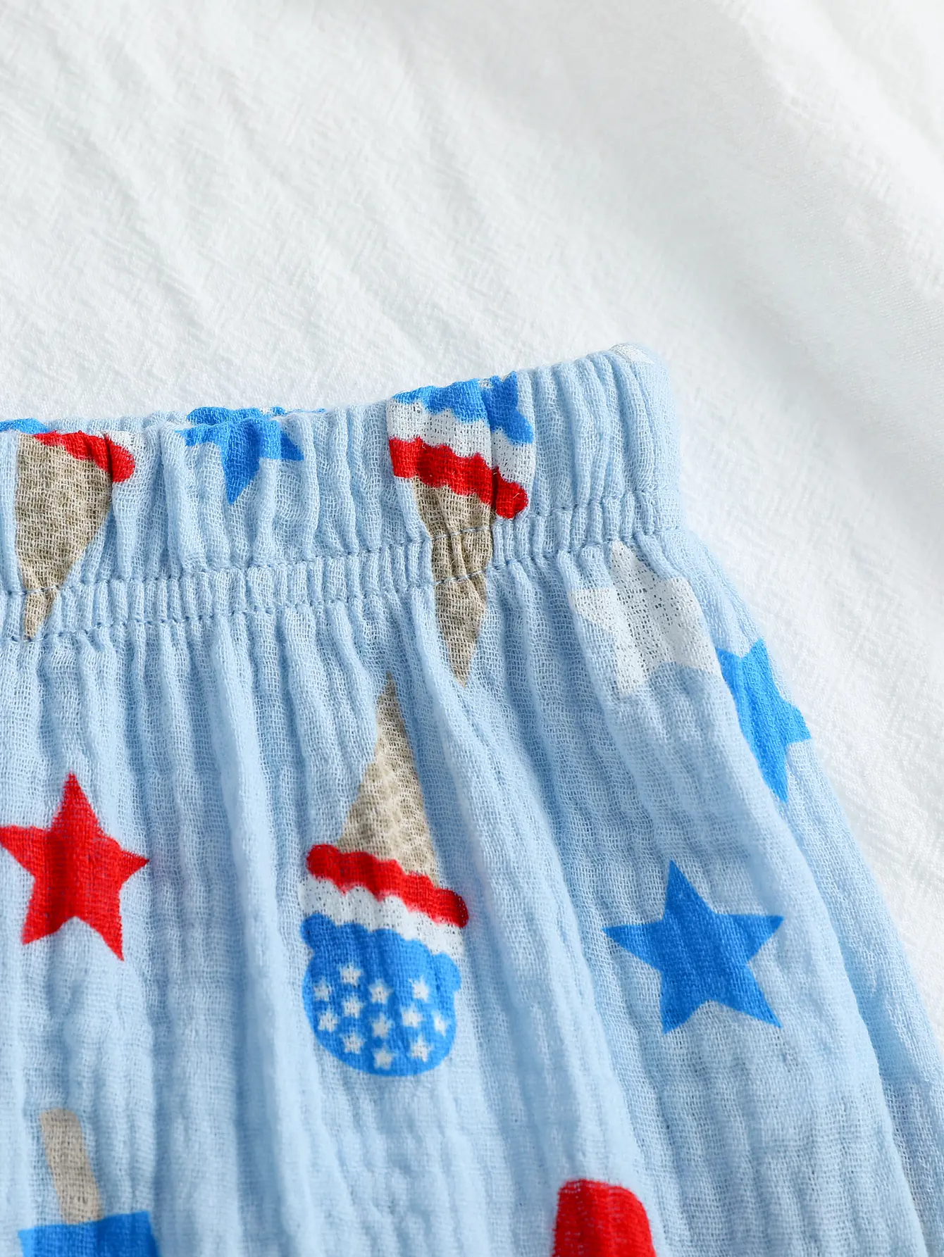 2025 Summer European and American Style Ice Cream Print Girls’ Set: Children’s Bow Strap Tank Top and Pants