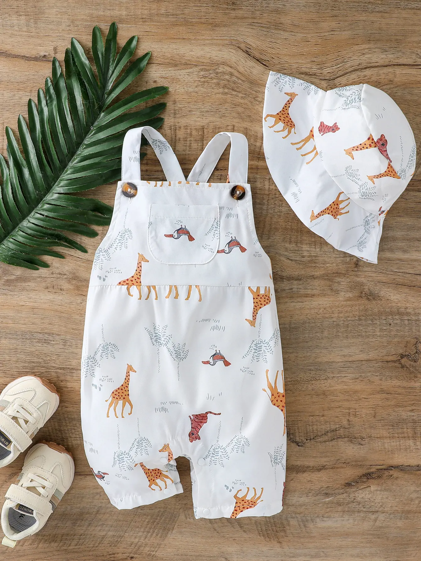 2Pcs Baby Boys Summer Sleeveles Jumpsuit Cartoon Animal For 1-3Y Bobysuit Clothing Casual Fashion overalls Clothes +Hat