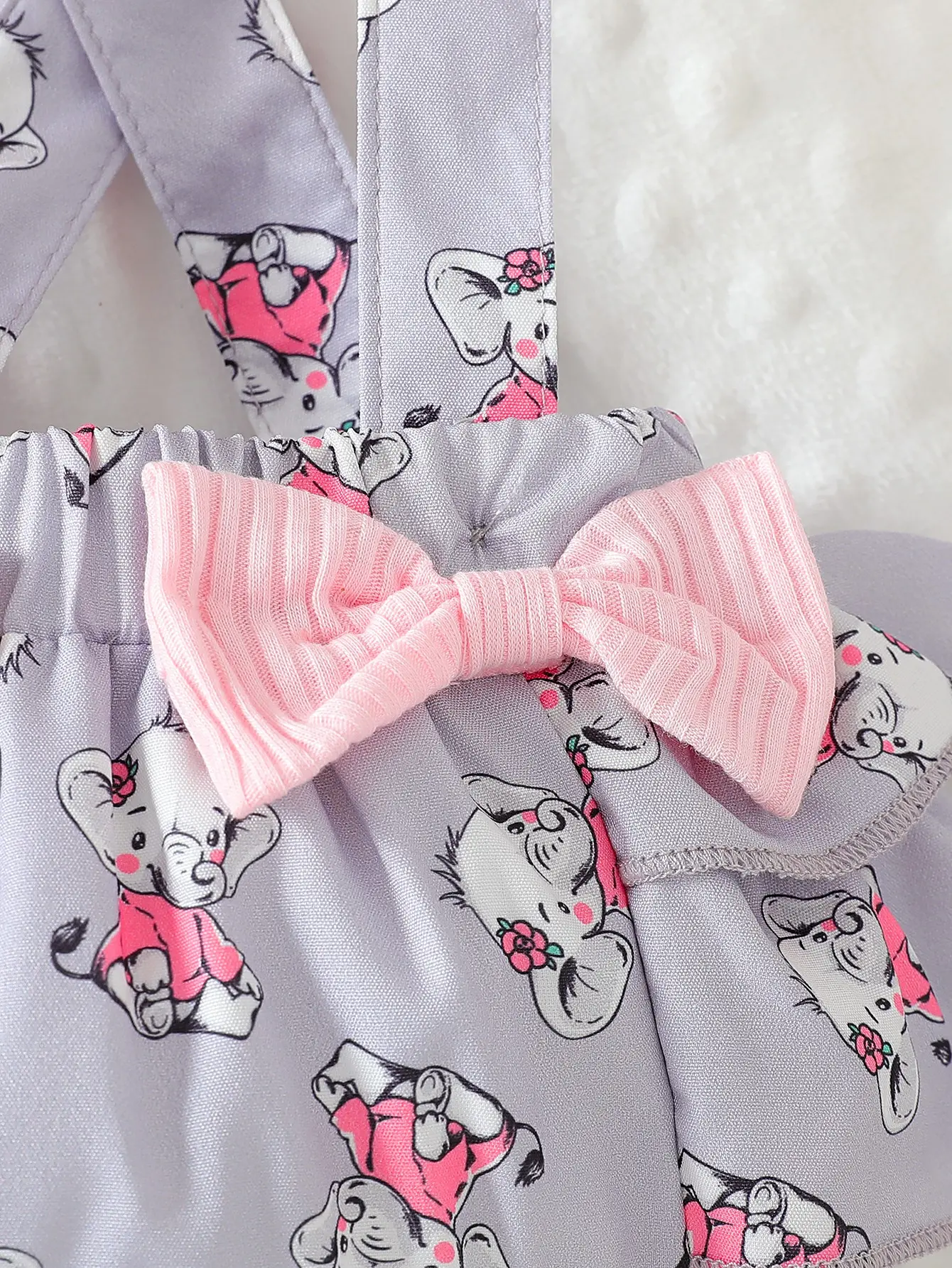 2025 New Summer Elephant Print T-shirt with Matching Headband and Overalls for Baby Girl, Casual and Versatile Three-piece Set