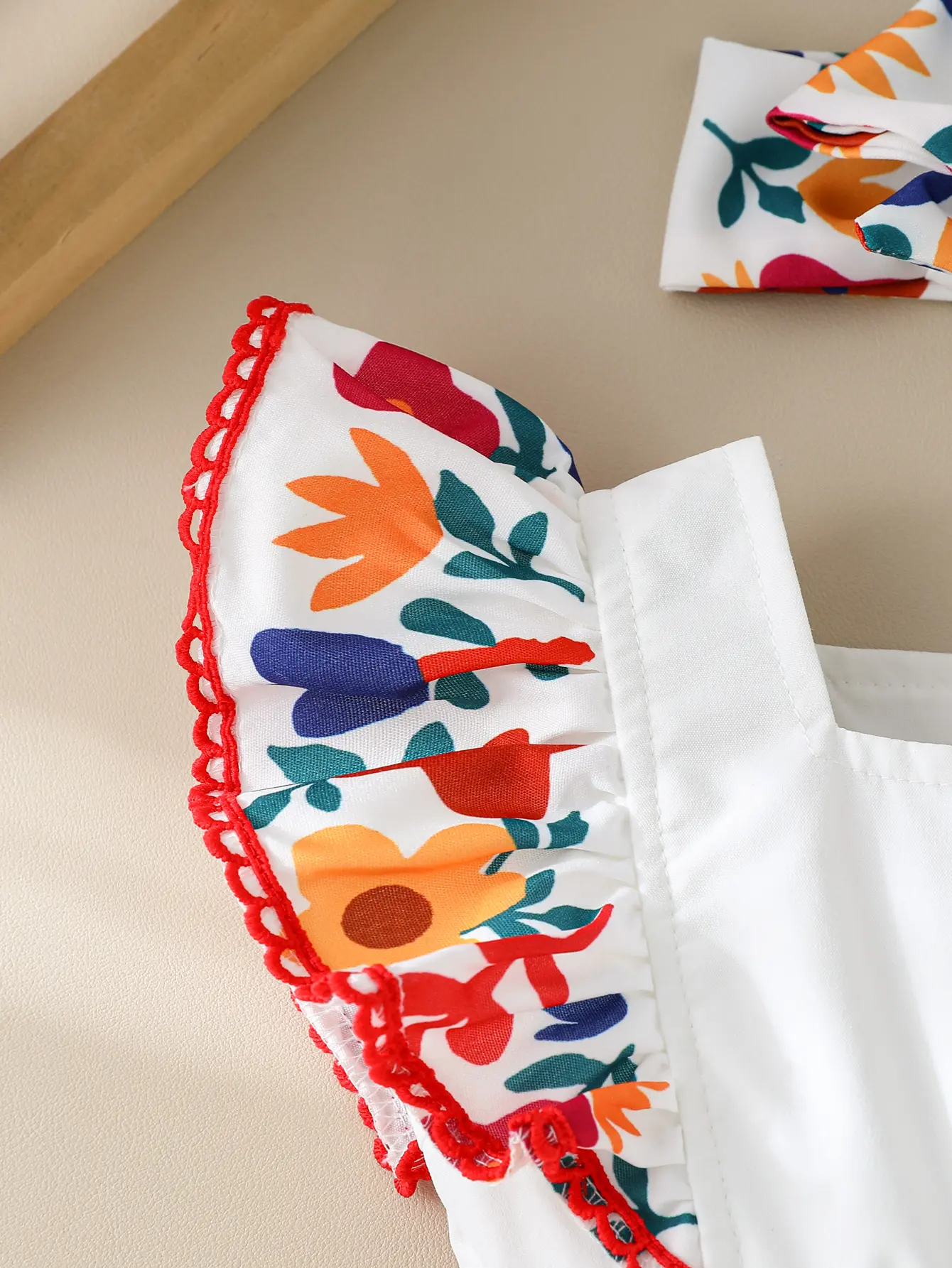 Two Pieces Baby Girls Summer Square Collar Printing Floral Fashion Ropmer For Newborn Items 0-1Y Vacation Jumpsuit +Headband