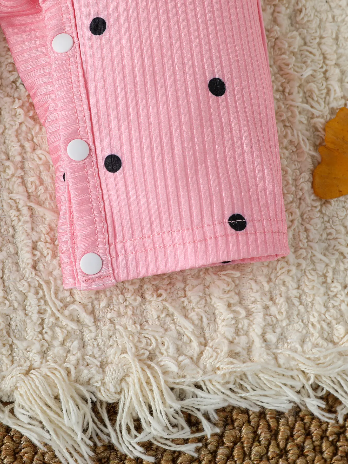 2Pcs Baby Girl Romper Jumpsuit  Autumn Ribbed Ruffle Long Sleeve Heart Print Bodysuit Newborn Infant Girls Cute Daily Clothes