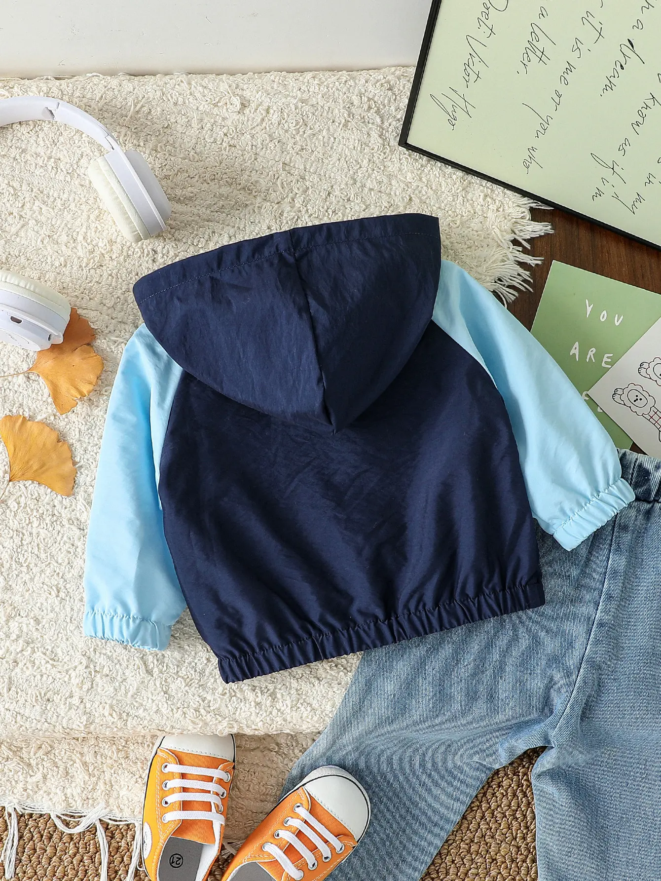 BabyBoys Spring Autumn Long Sleeve Coats Kids Jackets Toddler Hooded Windbreaker With Pocket Zipper Outerwear Clothes For 1-3Y