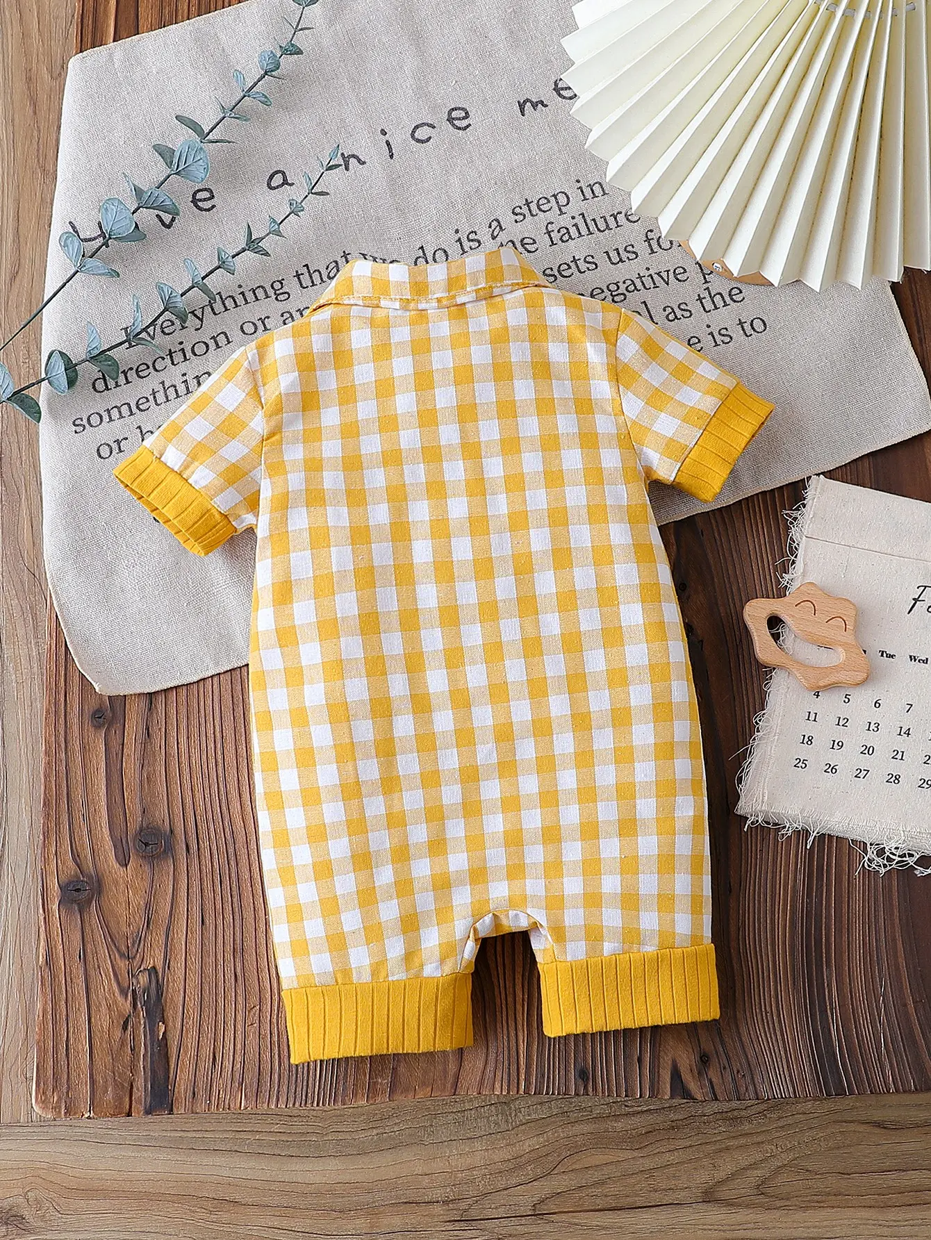 2025 Summer Infant Baby Boys Romper Plaid Print Short Sleeve Button Front Jumpsuit With Pocket Casual Clothes For Newbron