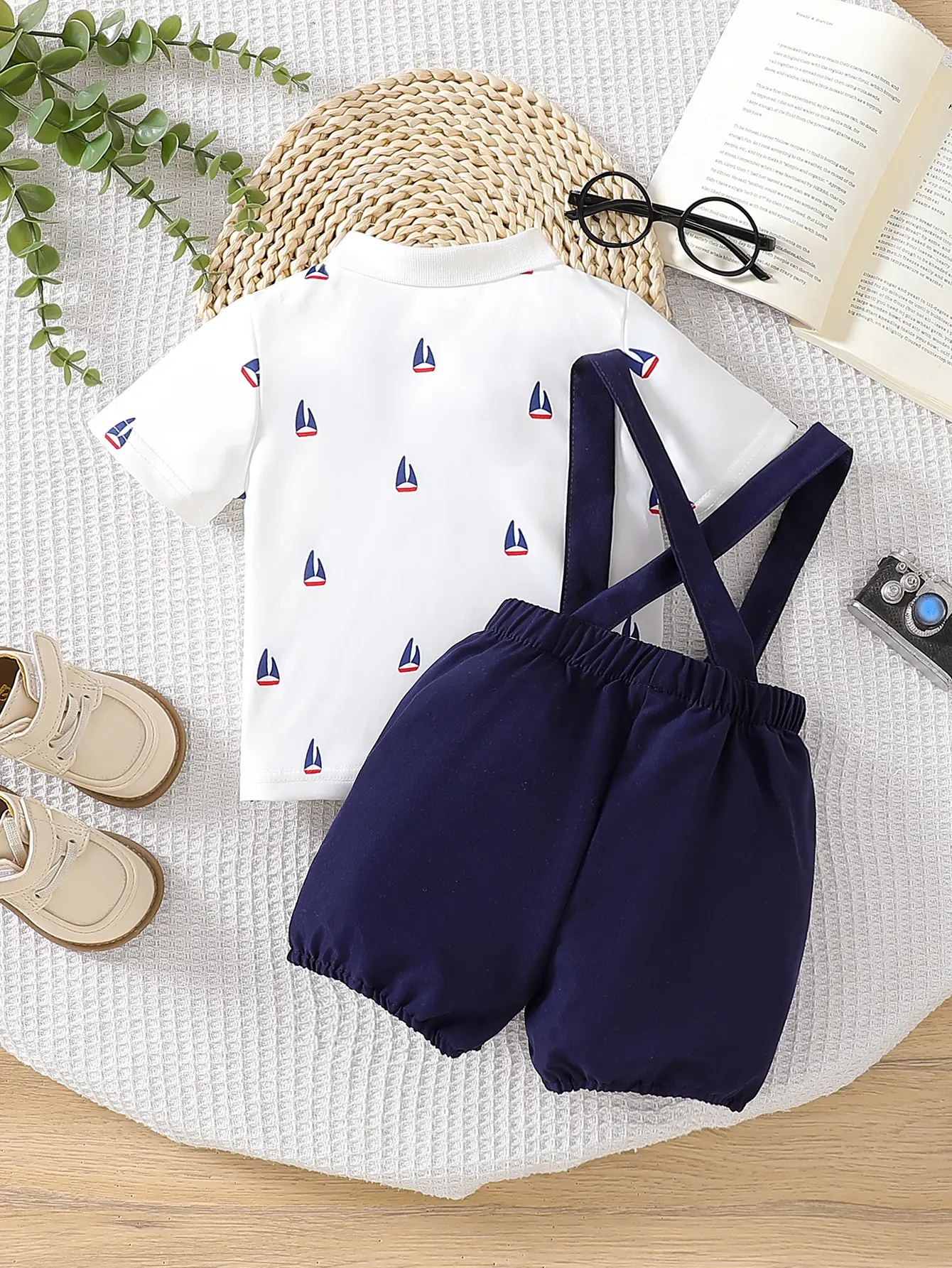 2025 New Arrival Baby Boy Thin Knit Gentleman Strap Set