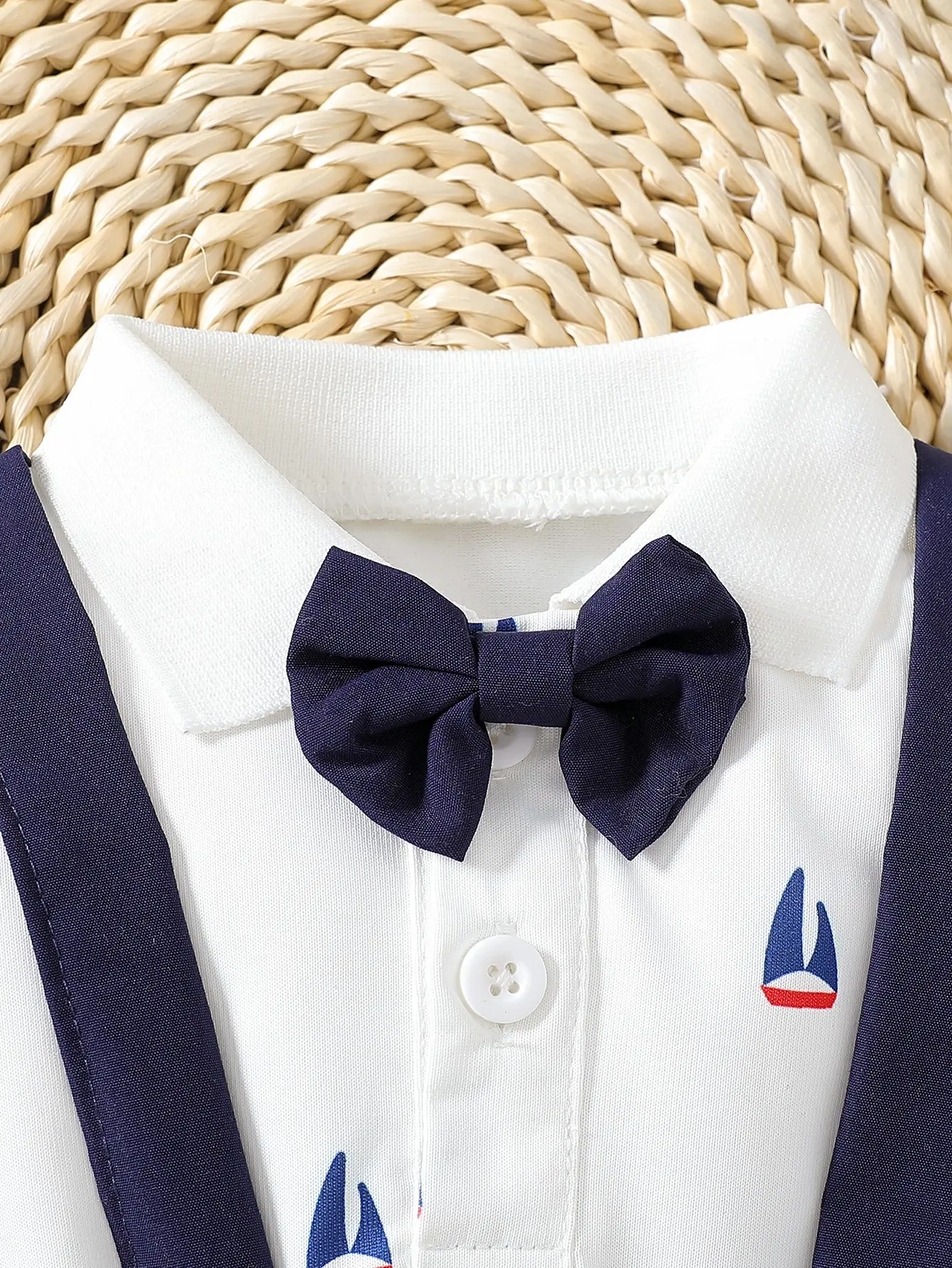 2025 New Arrival Baby Boy Thin Knit Gentleman Strap Set
