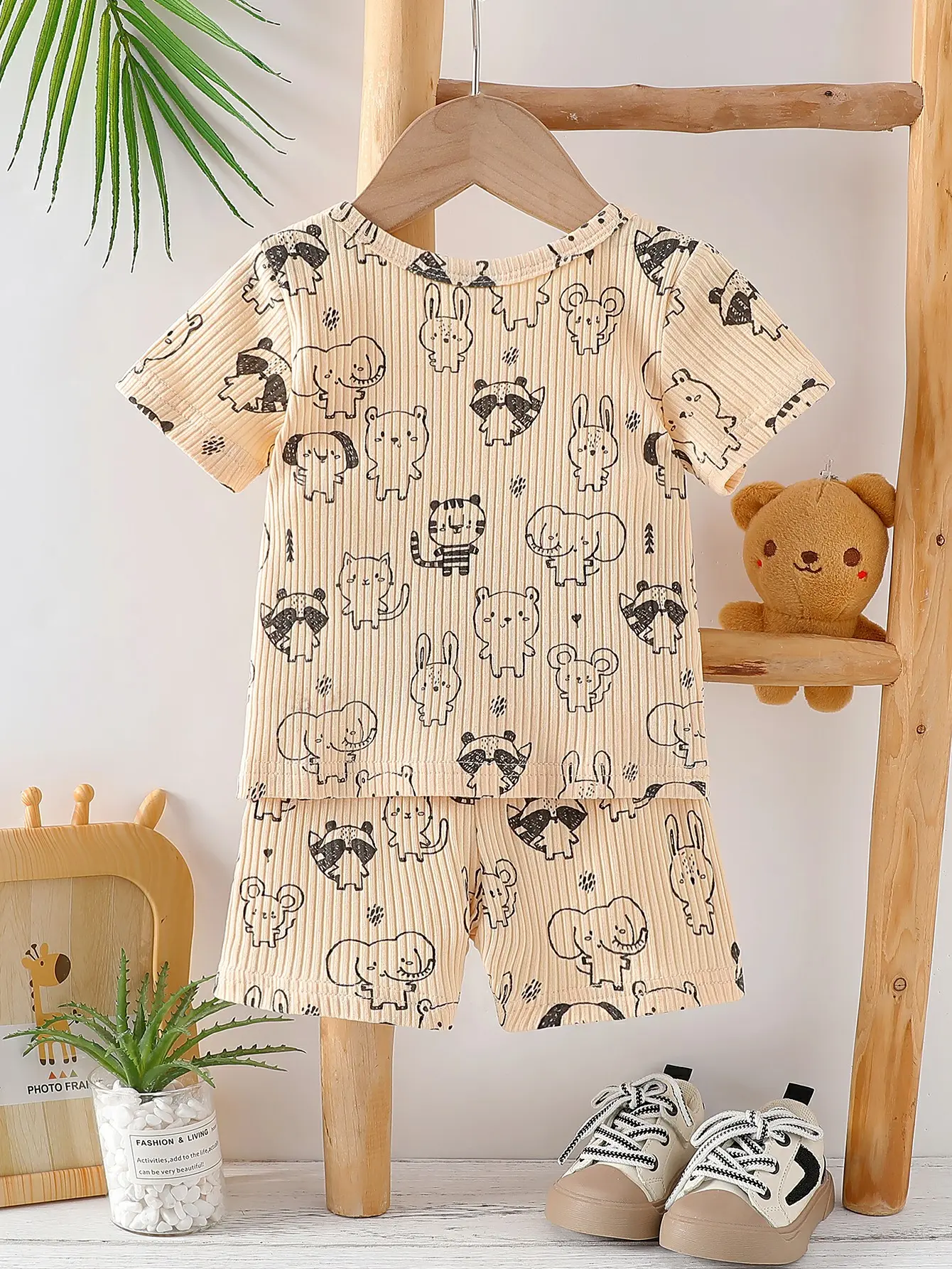 New Kids Boys Girls Summer Clothing Sets Children Cute Cartoon Print Short Sleeve T-Shirt Tops with Shorts Toddler Baby Suit