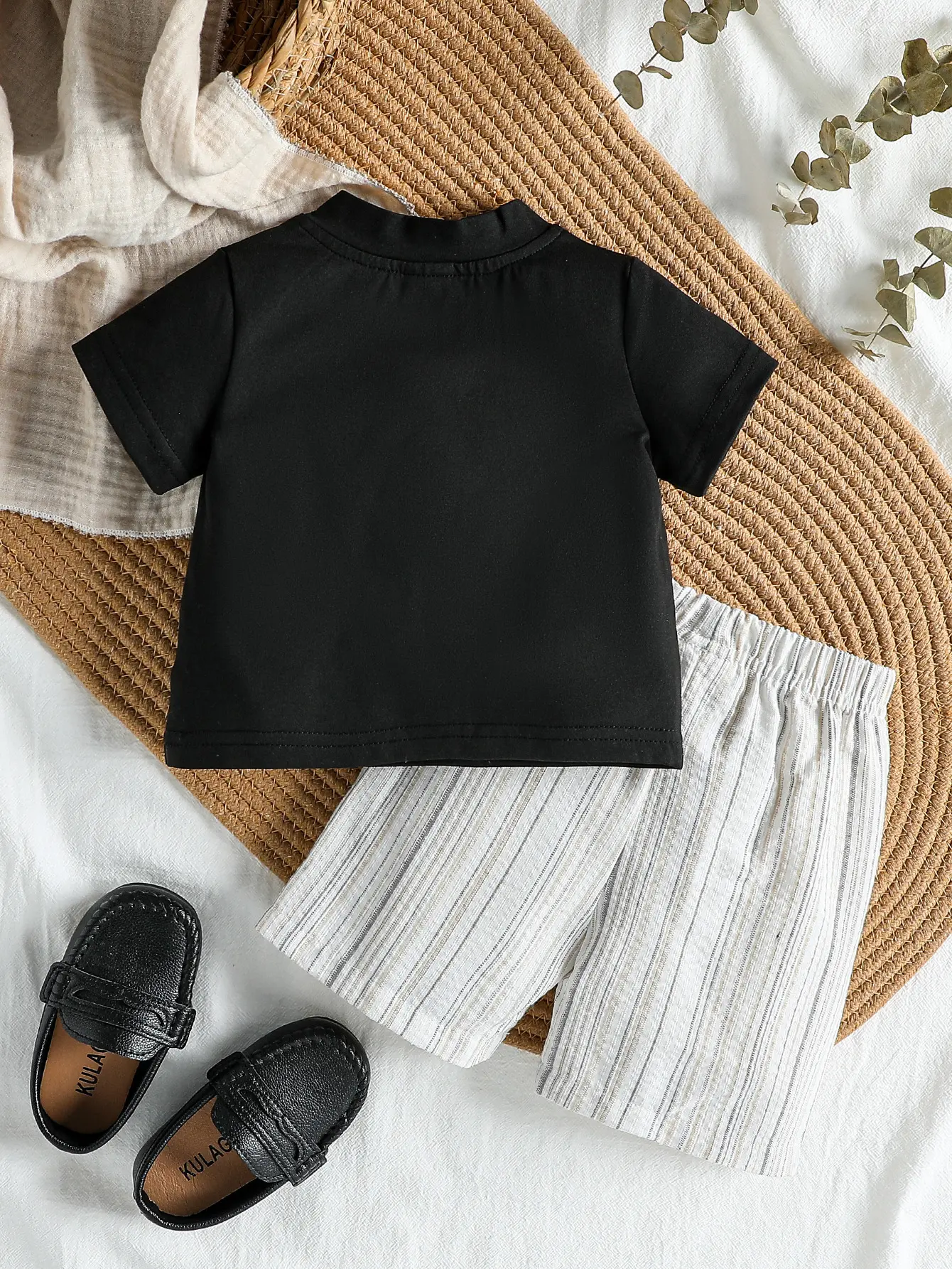 1-3Y Infant Baby Boy Clothes Set Black Short Sleeves T-shirt Shorts 2PCS Summer Daily Casual Outfit for Toddler Boy
