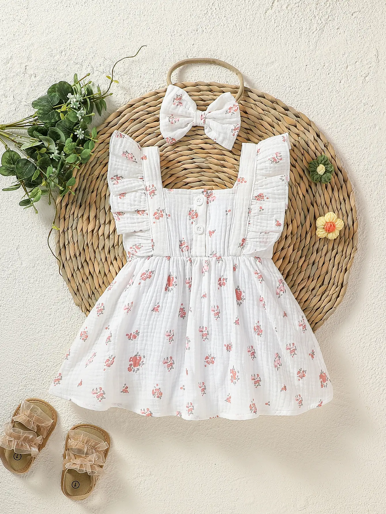 2024 Baby girls Summer Sleeveless Print Flower Cotton Streetwear Fashion Dress (0-6M)