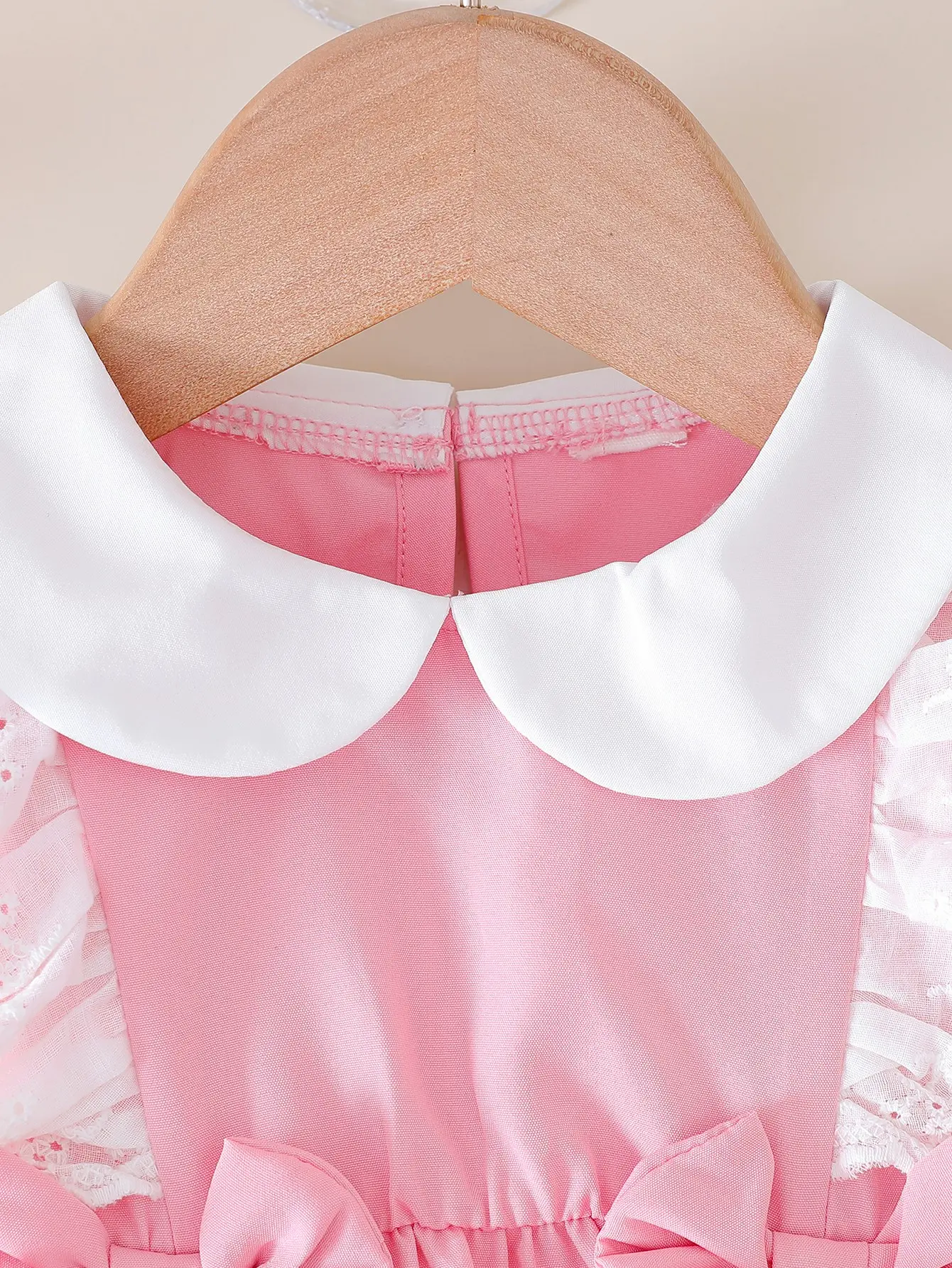 2025 Summer New Bow Solid Color Short-Sleeved Cute and Sweet Jumpsuit