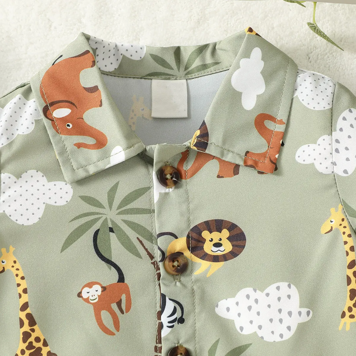 2024 Hot Baby boy summer leisure and simplicity Cartoon animal printing short sleeves Shirt +Short Suit