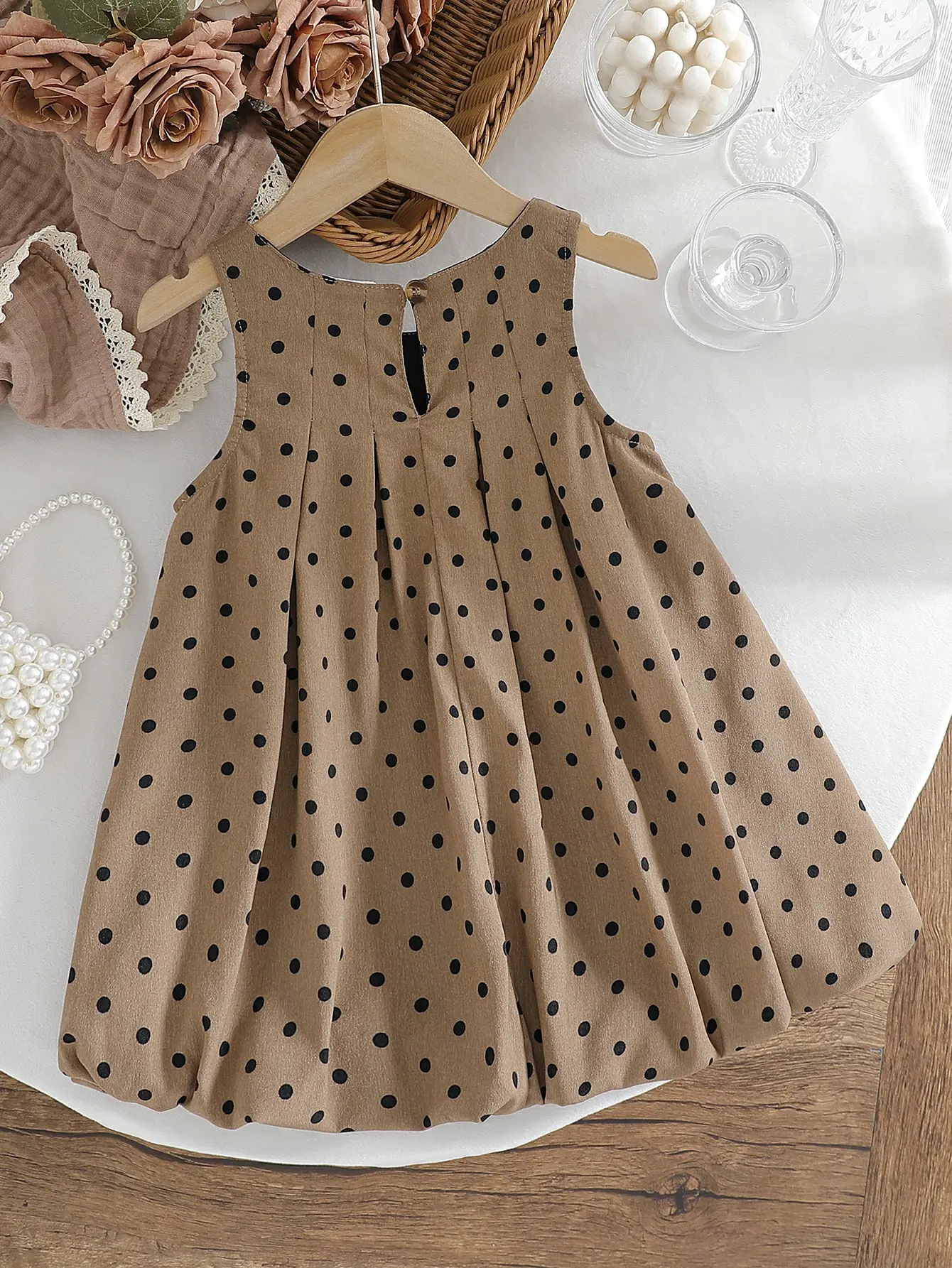 Baby Girls Sping/Summer 2025 Sleeveless Fashion Polka Dot  Vintage Casual Dress For 1-6Y Children Outdoor Clothing