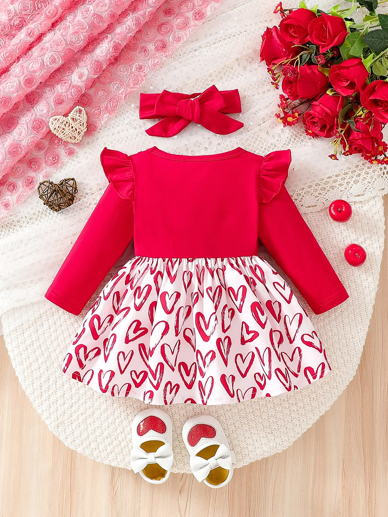 2025 Summer Infant and Toddler Long-Sleeved Triangle Overall + Strap Skirt Cute Three-Piece Set for Girls