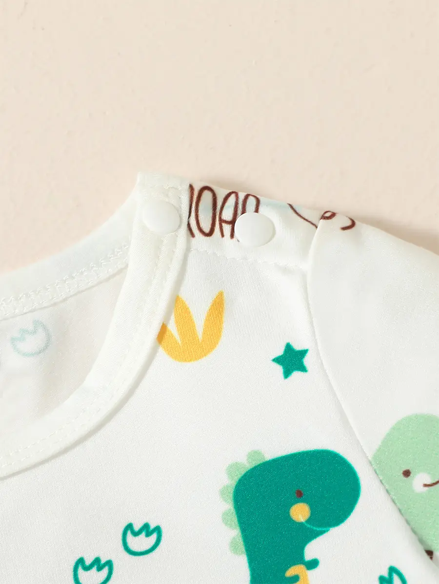 2PCS Baby Boys Summer Short Sleeve Cartoon Animal Suspenders Suit For Newborn-6M Casual Daily Wear