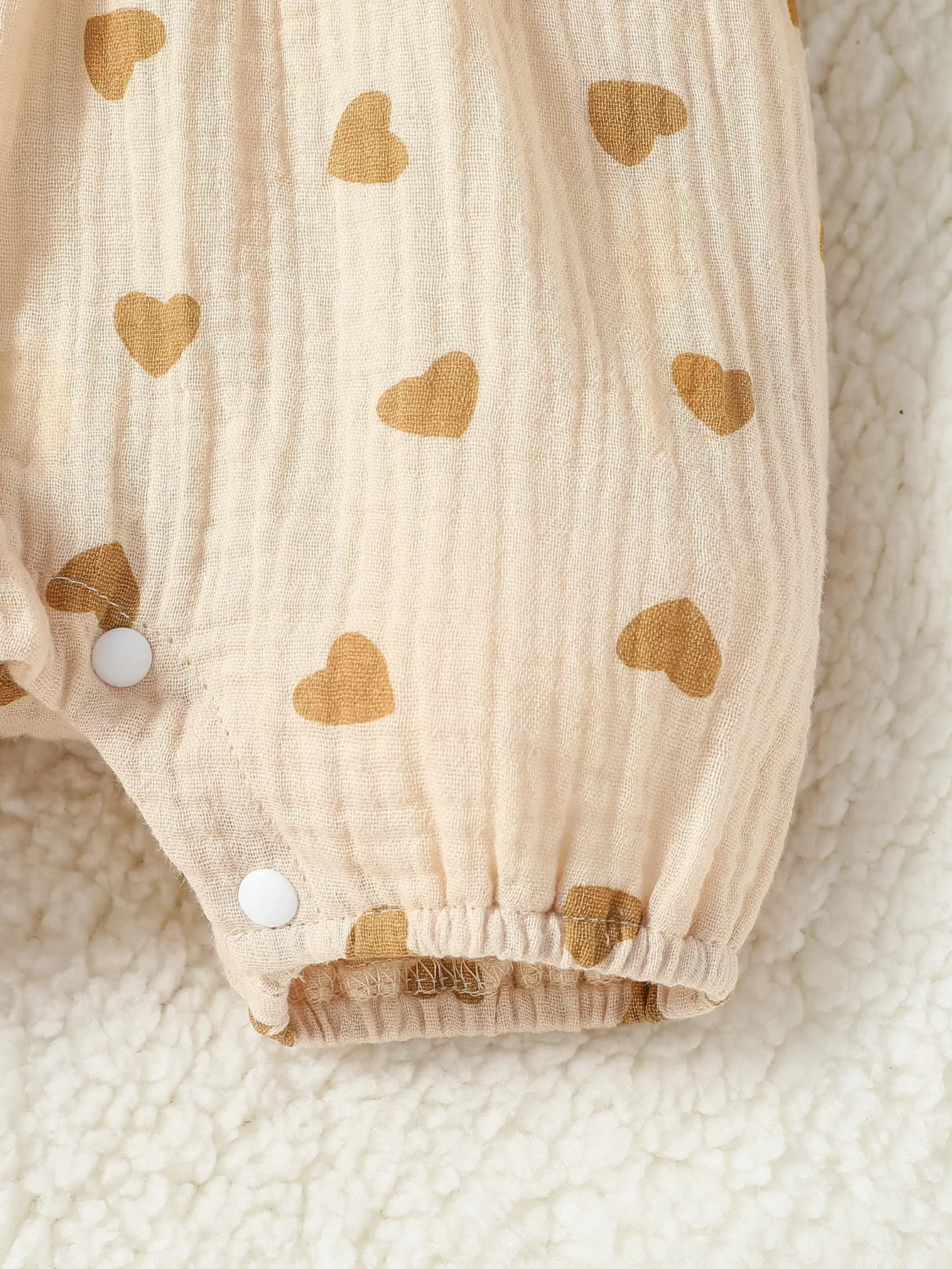 Baby Newborn-9M Short Sleeve Summer 2024 Girl's Print HEART With Bow Jumpsuit Streetwear+Headband