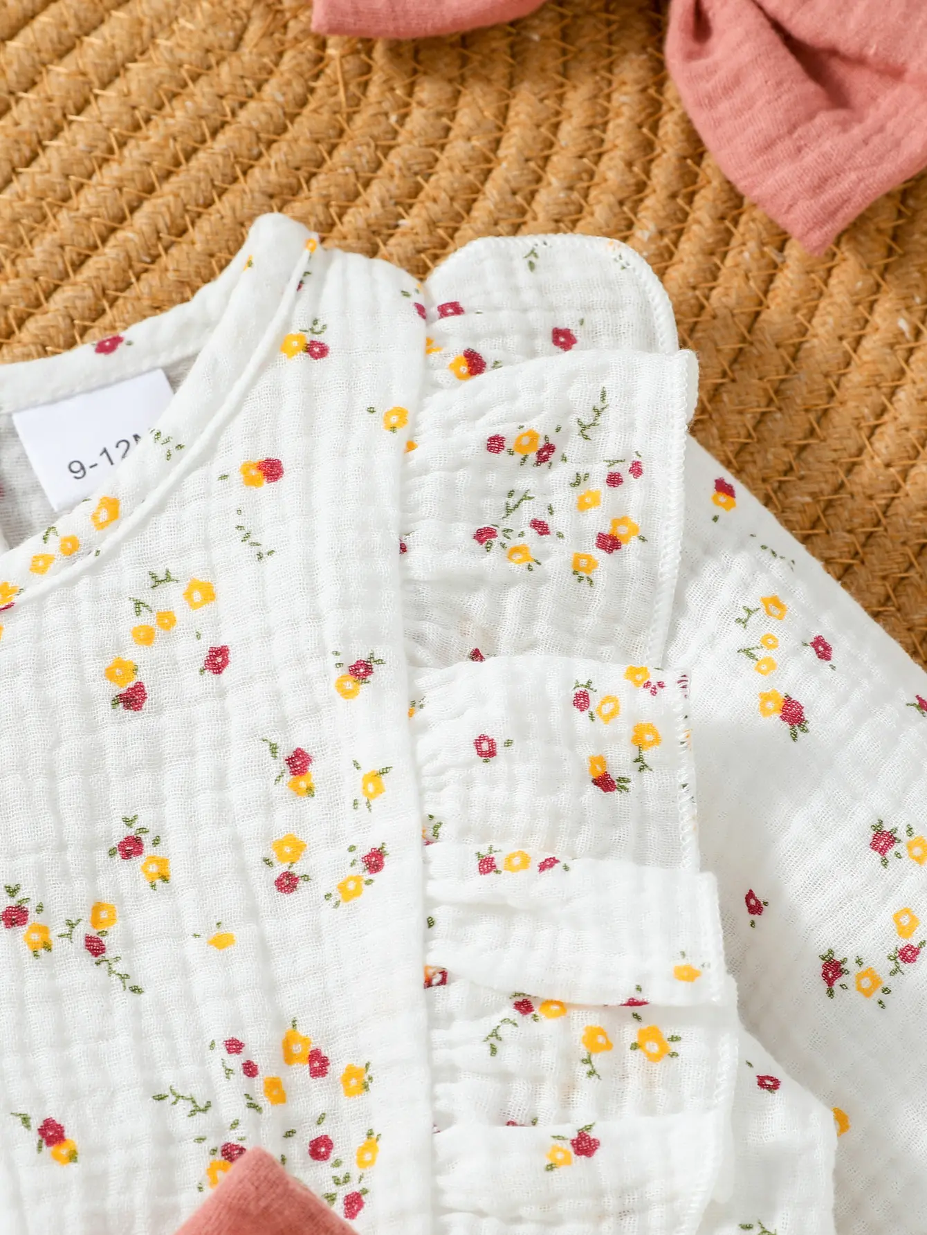 Baby Gilrs All Seasons Long Sleeve  All Print Floral Cute Casual Jumpsuit With Bow Newborn-18M Daily Wear+Headband