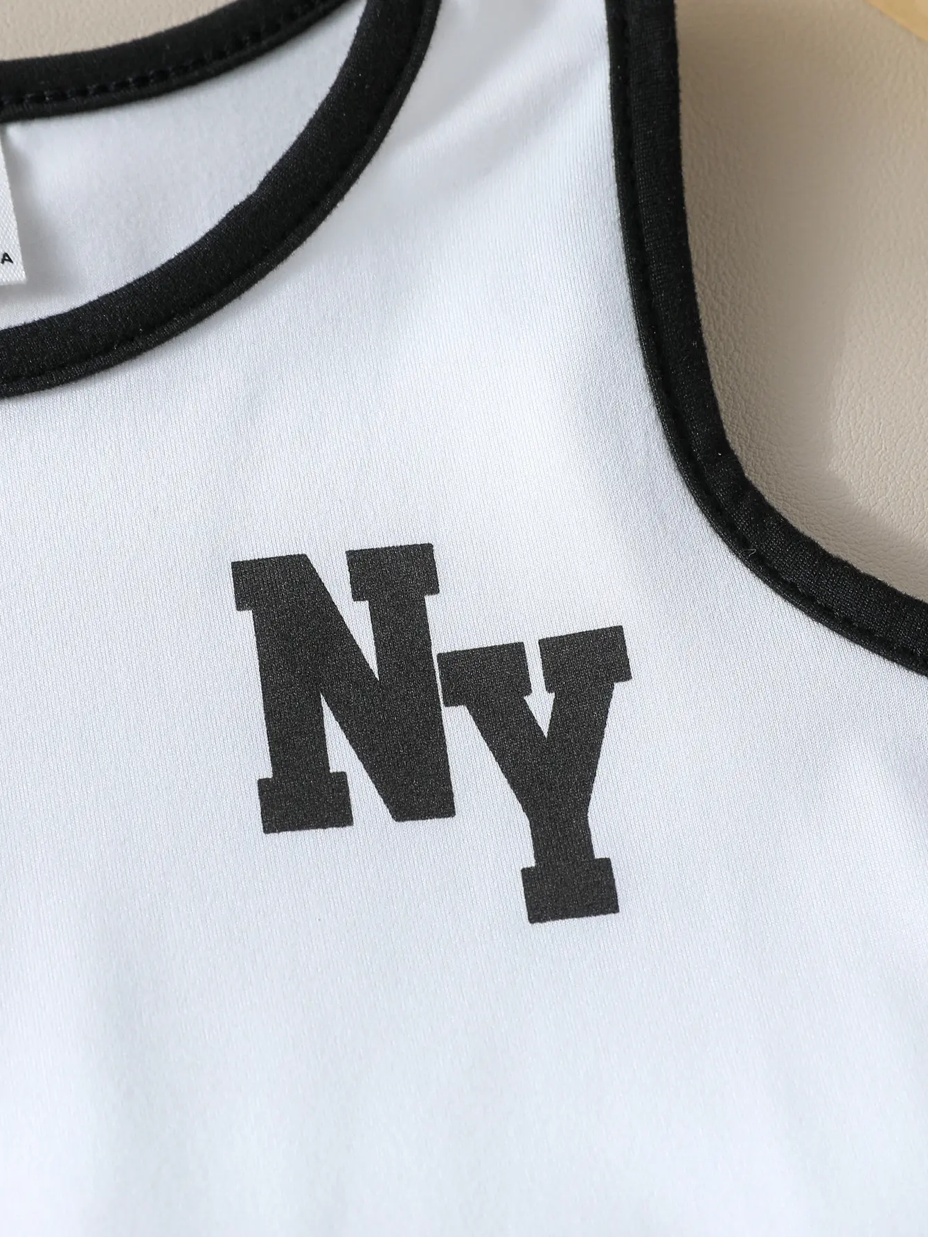 Summer 2025 New Children’s Letter Print Solid Color Sleeveless Vest and Shorts Casual Sports Two-Piece Suit