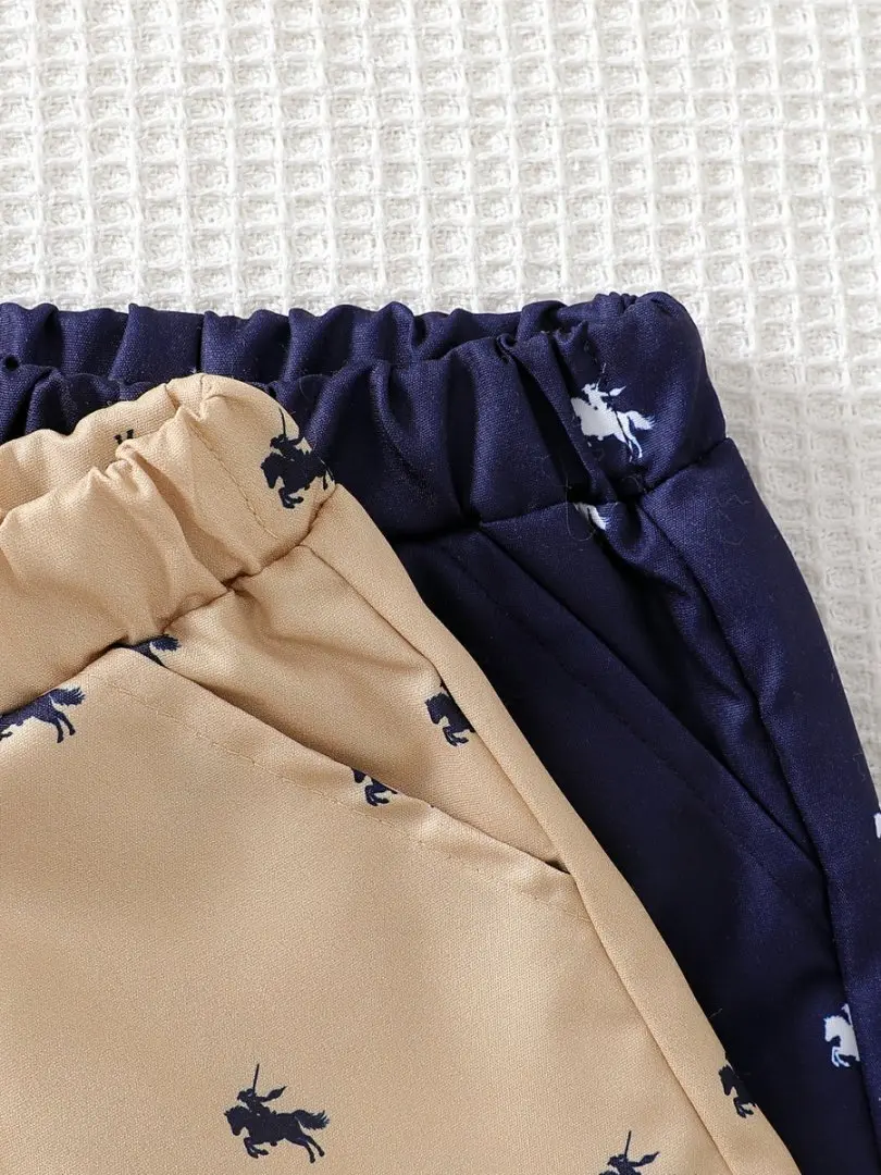 New Arrival 2025 Summer Solid Color Printed Shorts Casual and Versatile Sports Two-Piece Set