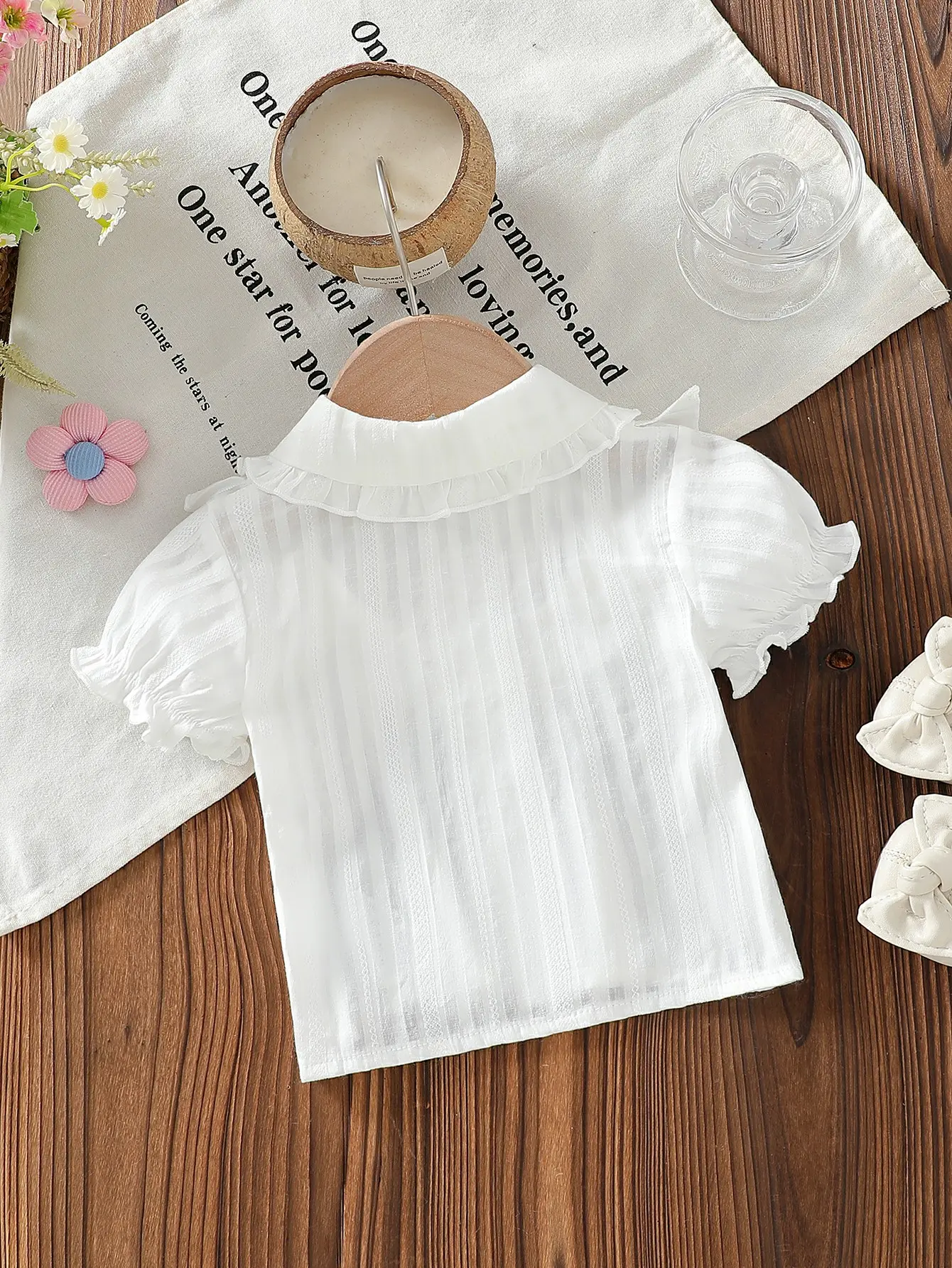 New Summer Children’s Girls’ Ruffled Bow-Neck Short-Sleeved T-Shirt with Breathable Casual Style