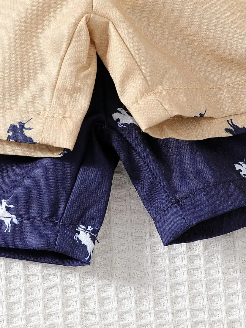 New Arrival 2025 Summer Solid Color Printed Shorts Casual and Versatile Sports Two-Piece Set