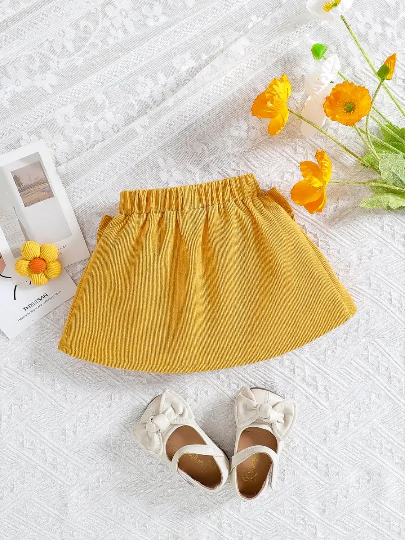 2025 Summer New Solid Color Bowknot Casual Versatile Skirt