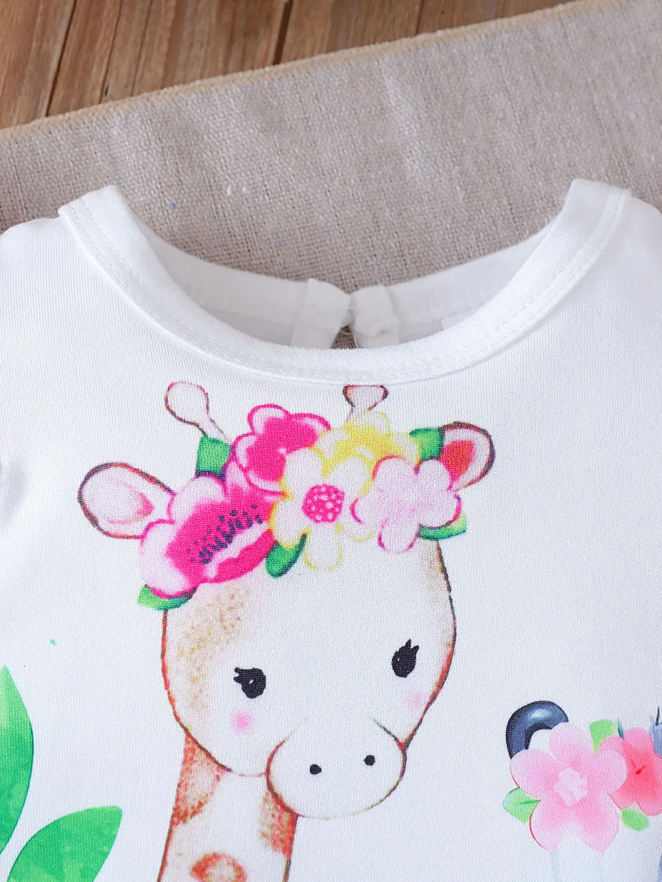 2025 Summer New Baby Cartoon Print Animal Pure Color Casual Versatile Romper Two-Piece Set