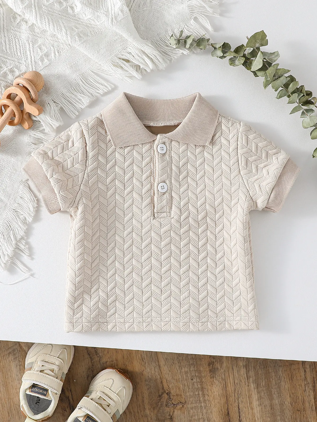 Baby Boys Summer Short Sleeve Solid Turn-down Collar T-shirt For 1-3Y Casual Clothes Wear Tops