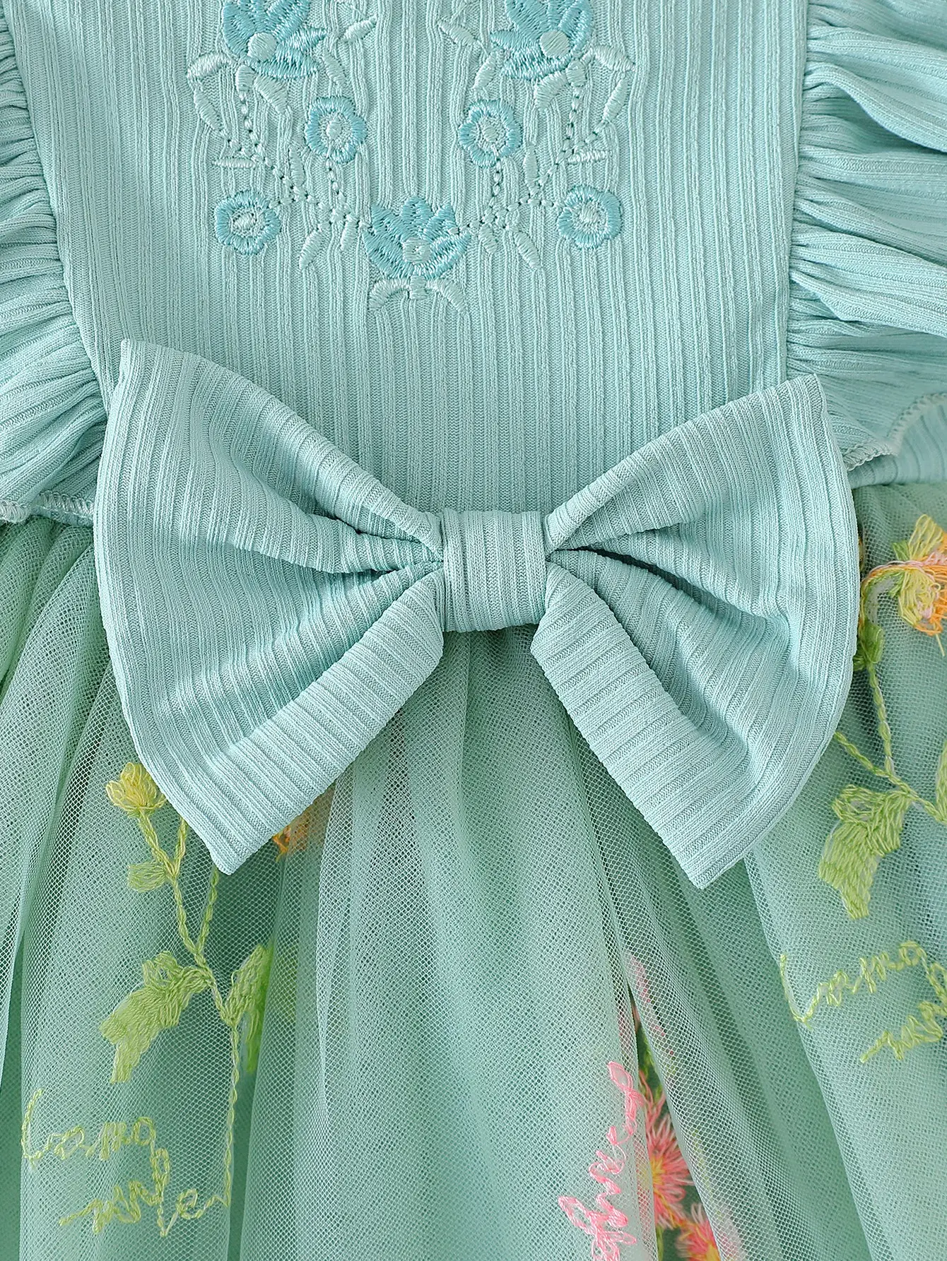 2025 New Arrival Summer Short-sleeved Embroidered Net Dress, Fresh Princess Dress with Bow, Casual and Versatile.