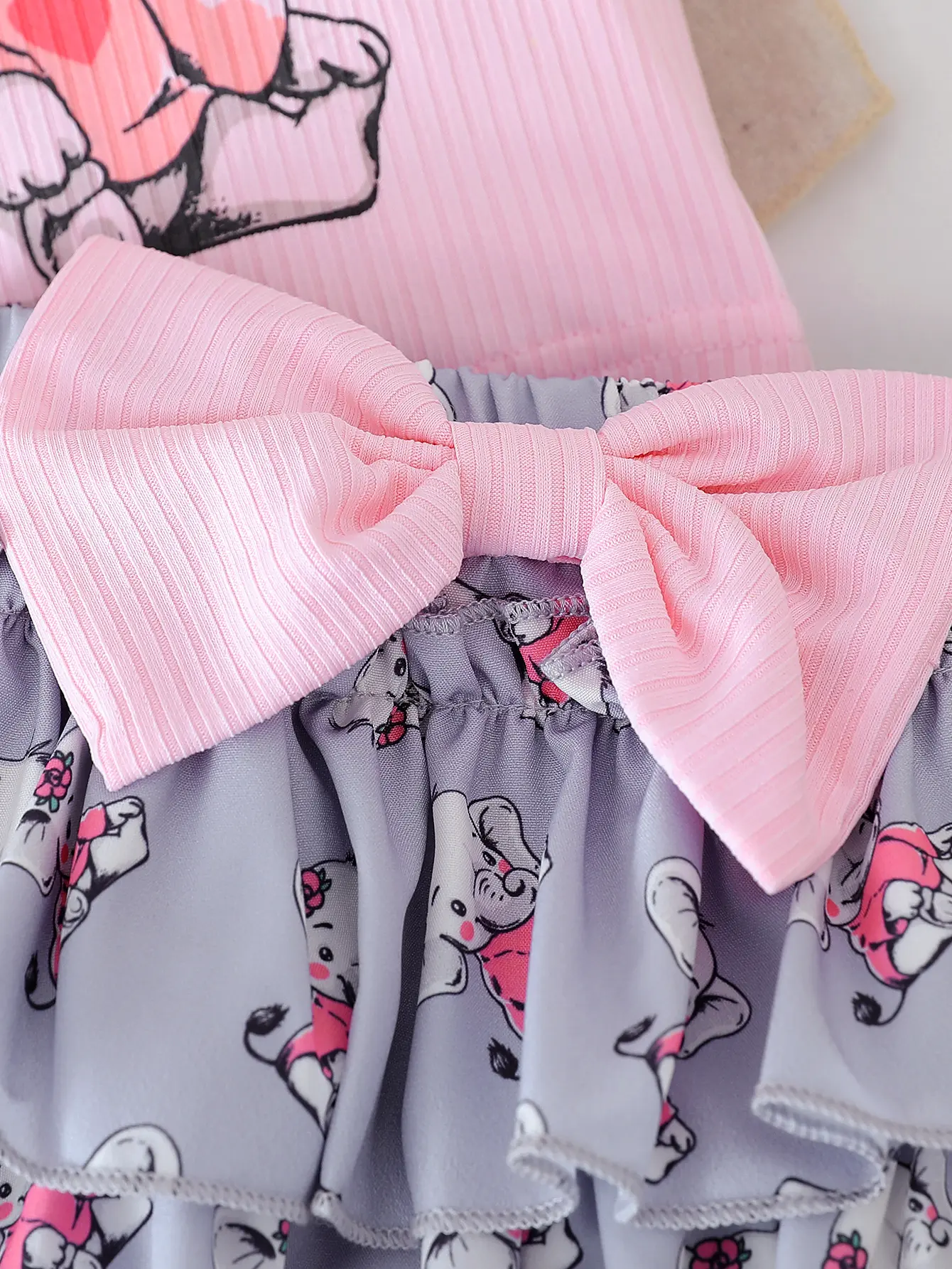 2025 Summer New Elephant Print Sleeveless Top, Elephant Print Bow Pleated Skirt and Headband Three-Piece Set