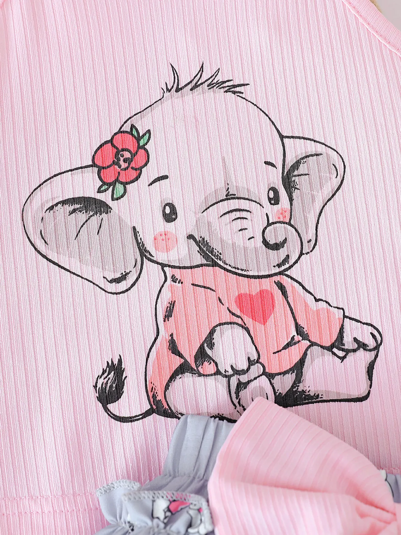 2025 Summer New Elephant Print Sleeveless Top, Elephant Print Bow Pleated Skirt and Headband Three-Piece Set