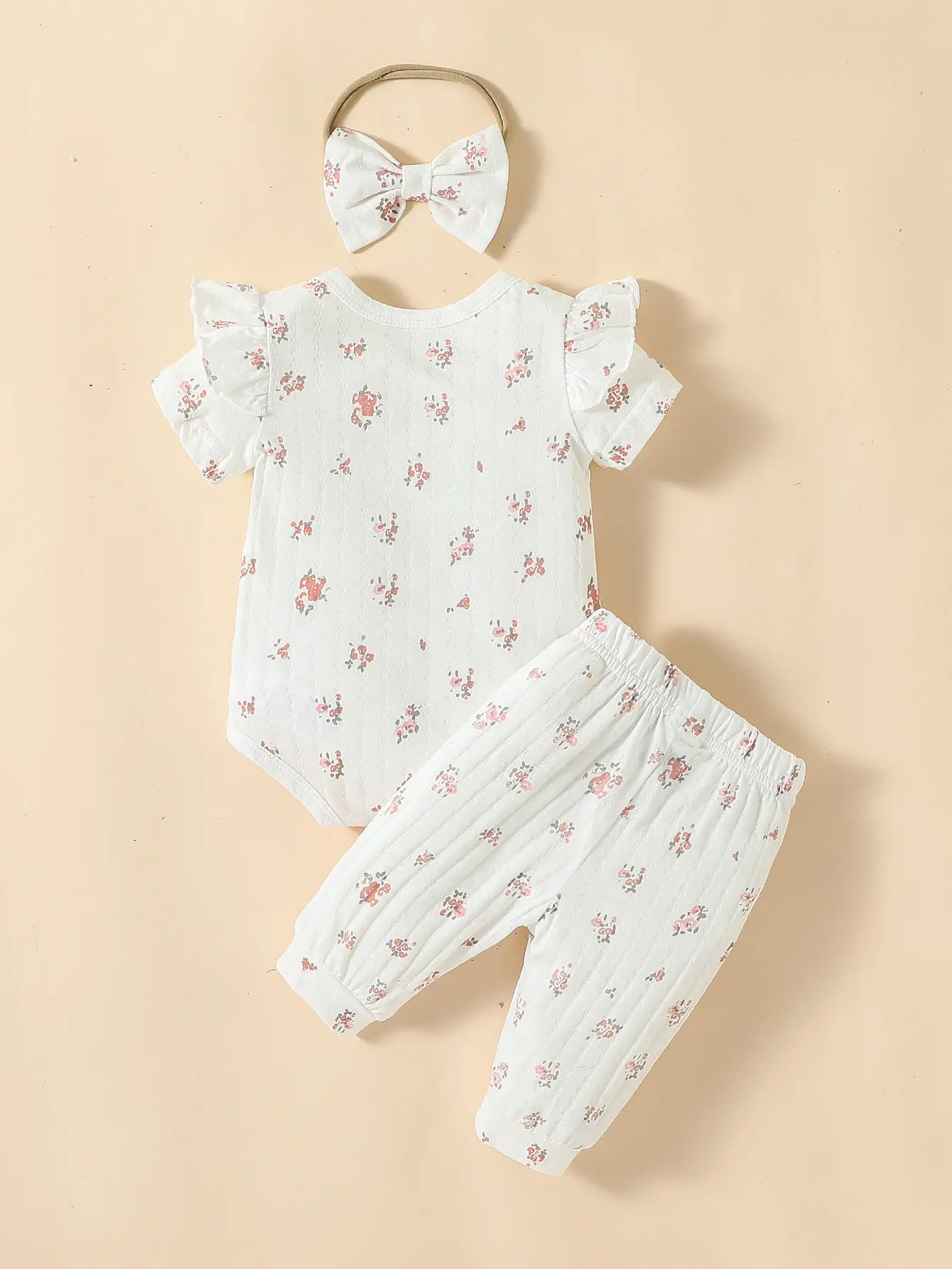 Baby Set girl leisure and simplicity printing short sleeves and trousers+Headband three piece