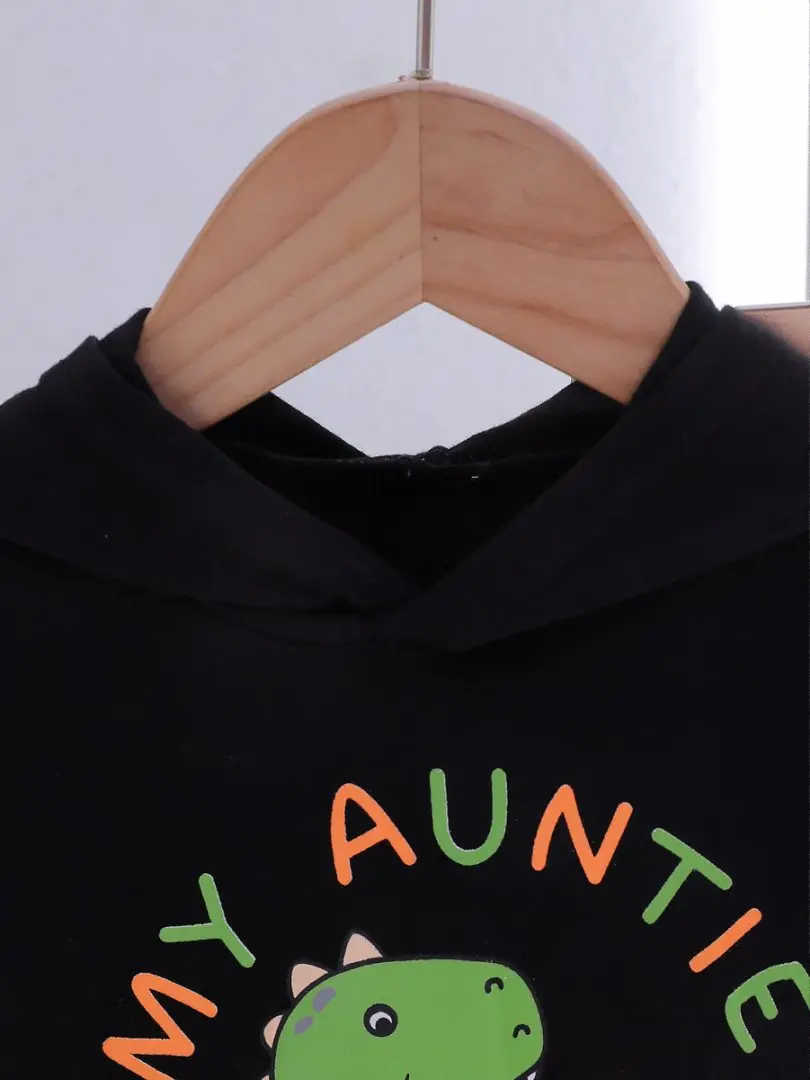 2025 New Summer Dinosaur Print Short-Sleeve Hooded T-Shirt and Solid Color Printed Shorts Casual Two-Piece Set