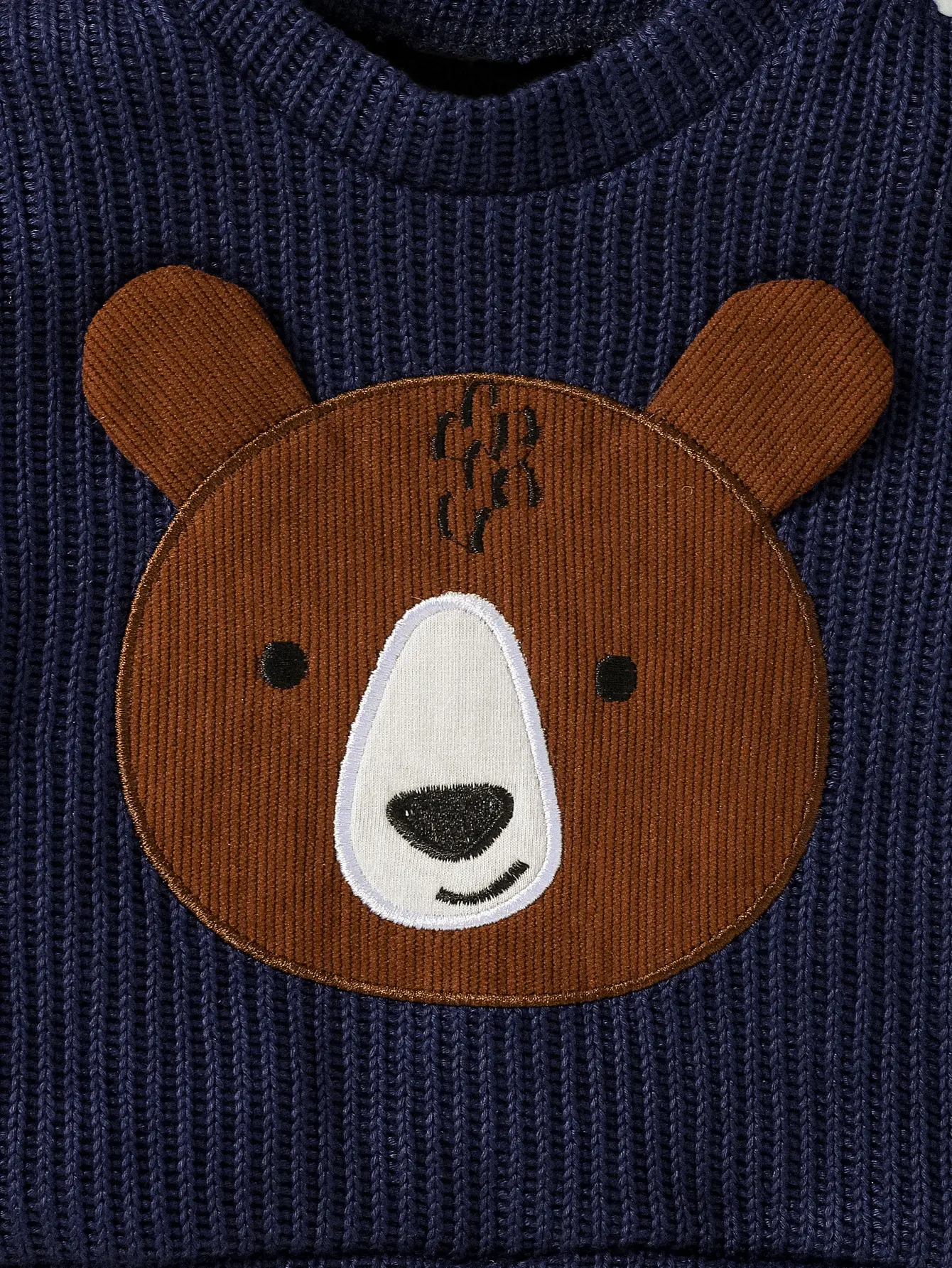 Baby Boy Fall/Winter Long Sleeve 2pcs  Cartoon Bear Sweatshirt + Suspender Trousers For Fashion Outdoor Streetewar Clothes Set