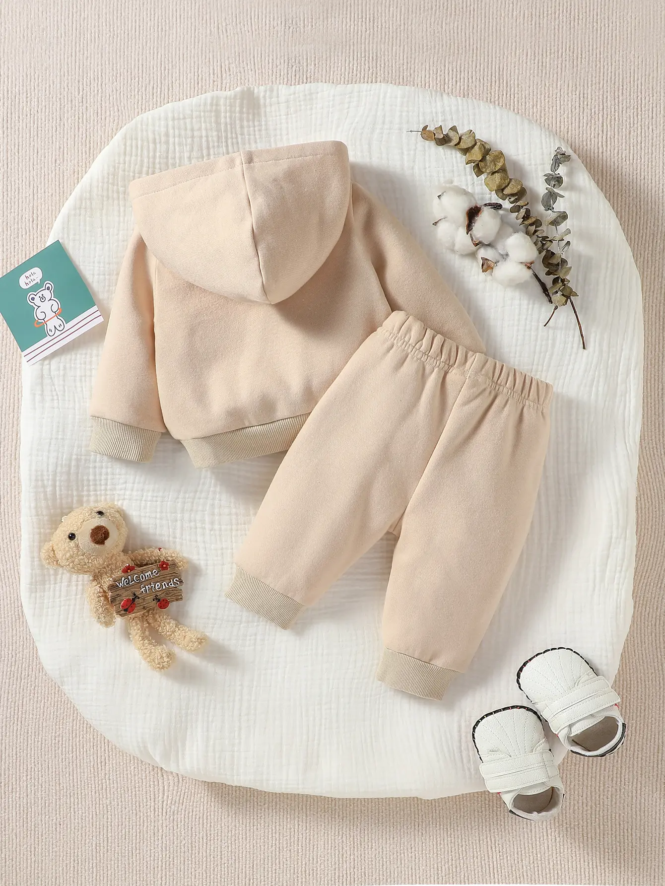 2Pcs Baby boy Autumn/ Winter Long Sleeve leisure and simplicity solid color hooded Sweatshirt +long pants Casual Set