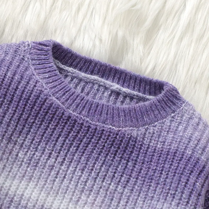 Bright Patchwork Basic Daily Formal Wear Long Sleeve Baby Girls Sweaters Soft Knitwear Polyester Newborn Infant Sweatshirt