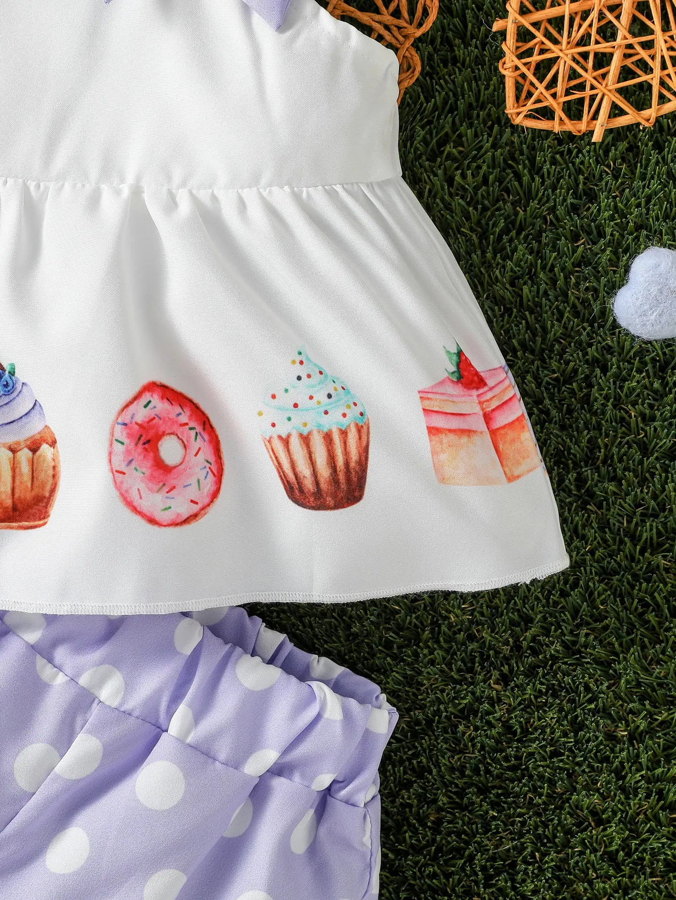 3Pcs 2024 summer Baby girl cute printed sleeveless Camisole With bow  casual Pant set +Headband