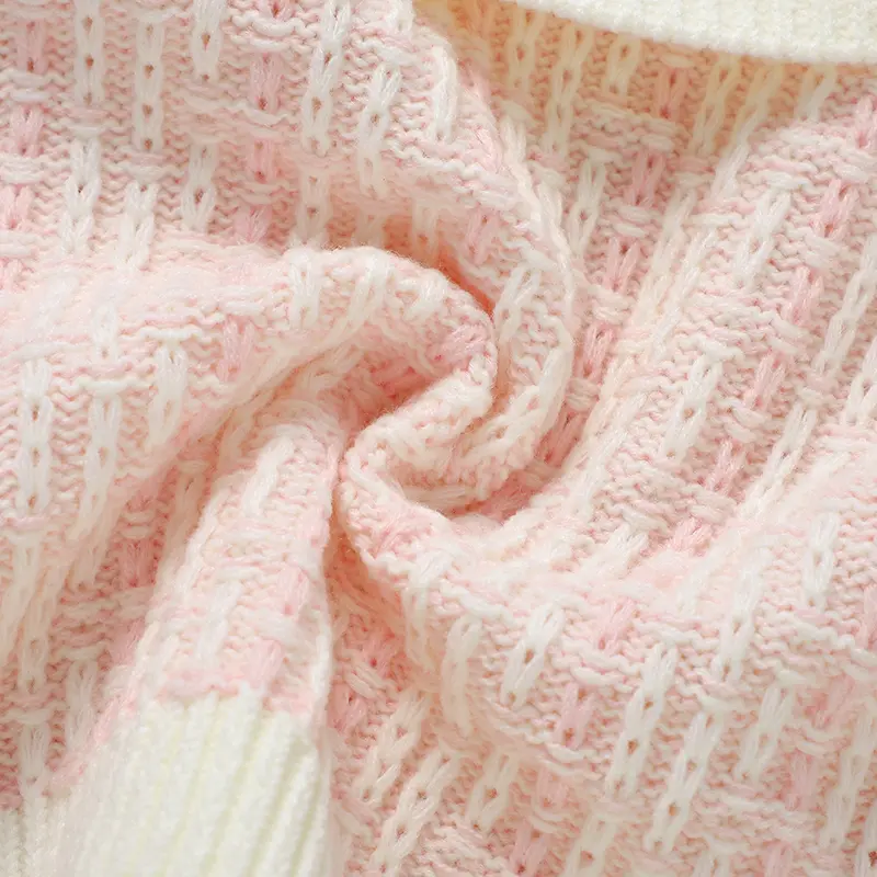 Soft Texture Turn-down Collar Long Sleeve Baby Girls Cardigan Knitted Acrylic Baby Beige Coat Fall & Winter Infant Overcoat
