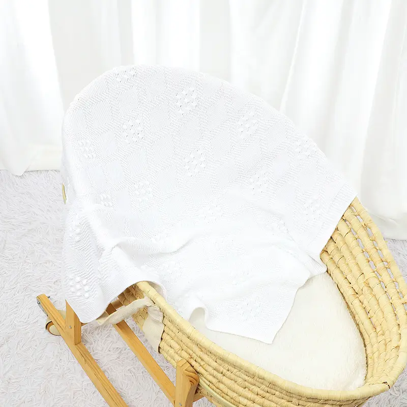 Plain Rhombus Pattern 0-24 Months Newborn Boys & Girls Security Blankets Knitwear Acrylic Baby Swaddle Wraps Soft Infant Blanket