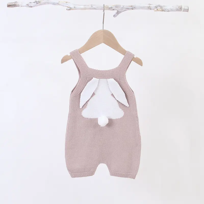 Heart-shaped Sleeveless Knitted Cotton Newborn One-piece Outfits Solid color Baby Girls Summer Rompers Infant Jumpsuit Bodysuit